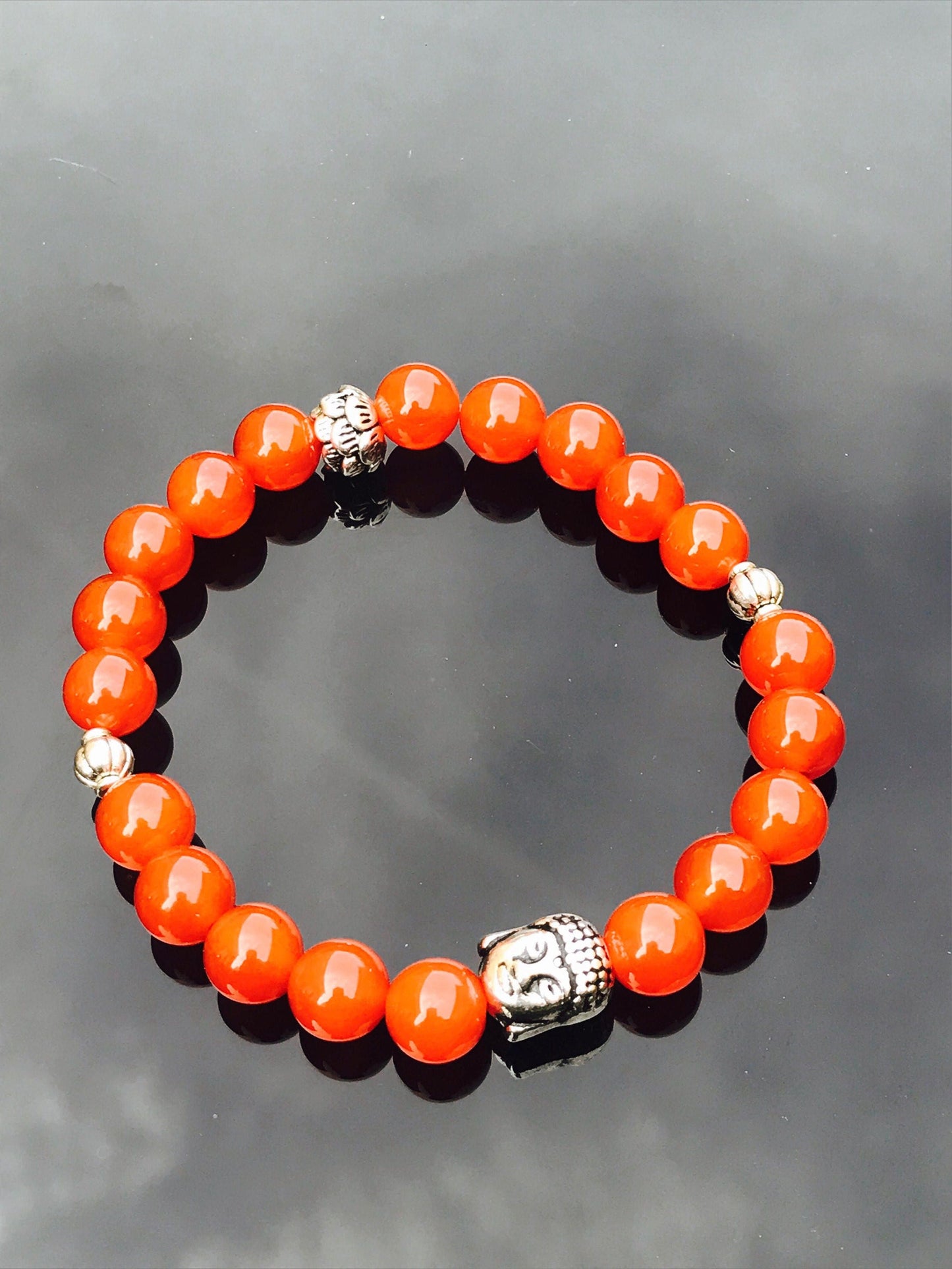 Carnelian Natural Buddha bracelet- crystal Gem stone power bracelet - sacral chakra bracelet - unisex bracelet -genuine high quality beads
