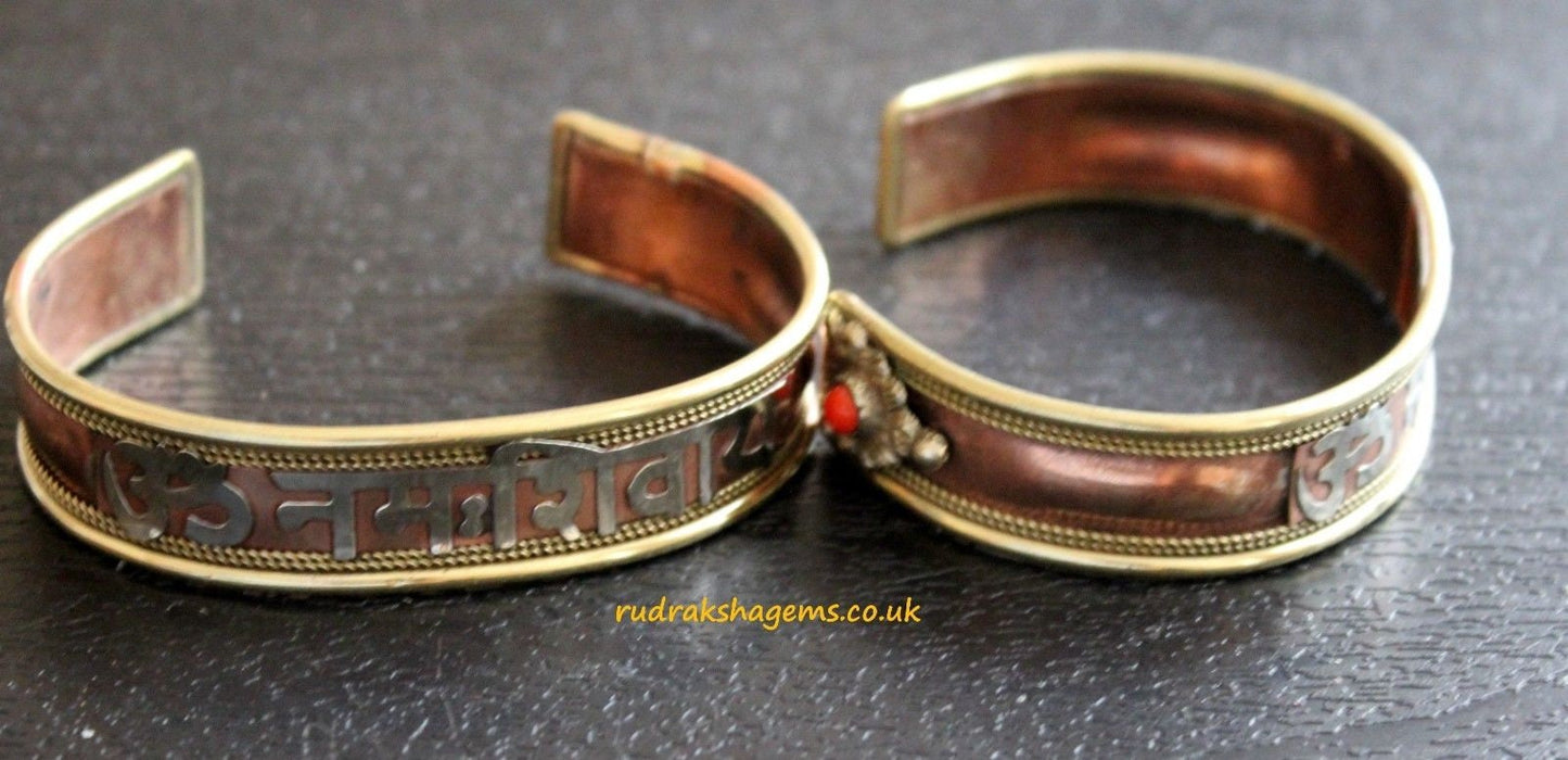 Om Aum Namah Shivah Shiva Hindu Brass & copper Bracelet Wrist Band Kada God Shiva Brass Mantra Brass Bracelet Gift for Him Her Adjustable