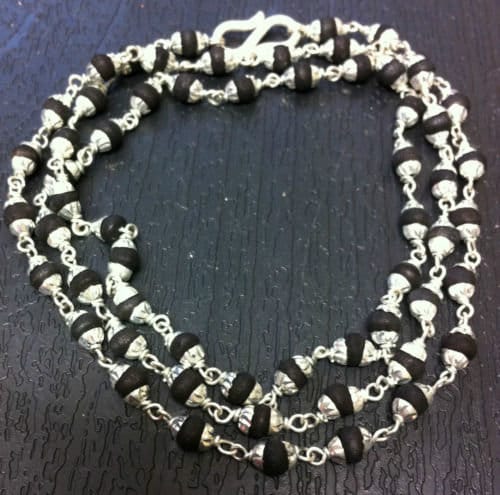 Tulasi Krishna Seed Necklace - Tulsi Choker Kanthi Necklace - Tulsi Holy Basil seed - Tulsi with Silver Cap necklace - Wire Wrapped mala