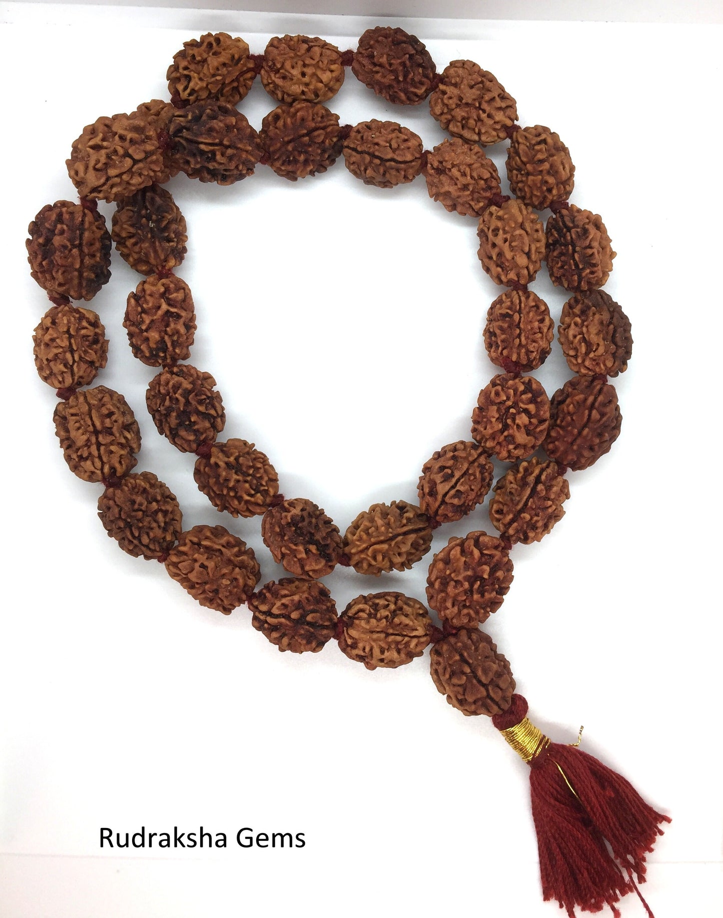 3 Three Mukhi Rudraksha Mala Kantha Surya Agni Siddha Mala 33 +1 Rudraksh Japa Beads - 3 face Rudraksha Mala - Rudraksha Collector Mala