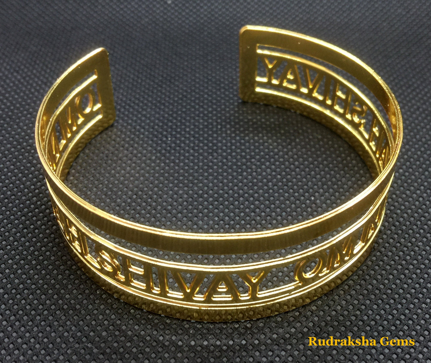 Shiva Metallic Cuff Bracelet - Om Namah Shivaya Bracelet Wrist Band Hindu Metal Golden Kada Cuff - Yoga Meditation Bracelet - Artisan Mantra