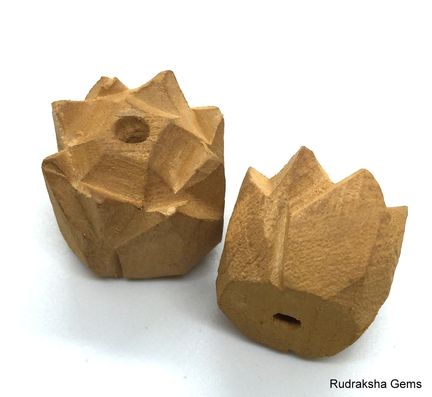 Natural Wooden Bead,2 pcs Wood Carved Lotus , Nature Love , Guru Bead Spacer Beads DIY Accessories Jewelry Findings 15MM, Mala Making DIY