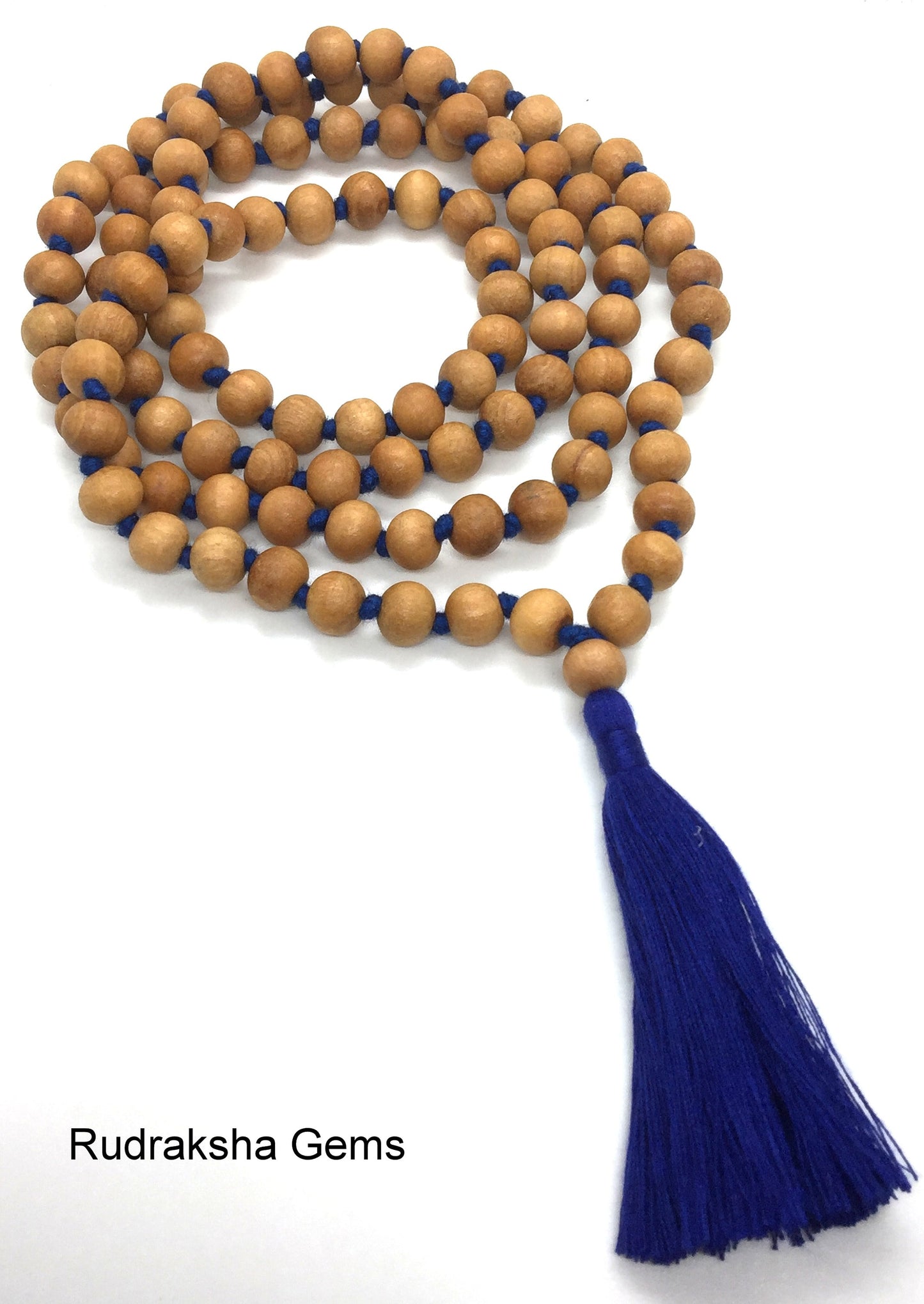Natural Sandalwood Handmade Mala 108+1 Beads Hindu Prayer Beads Mala Yoga Mediation Chandan Mala Handmade With Long Tassel, Sandal wood mala