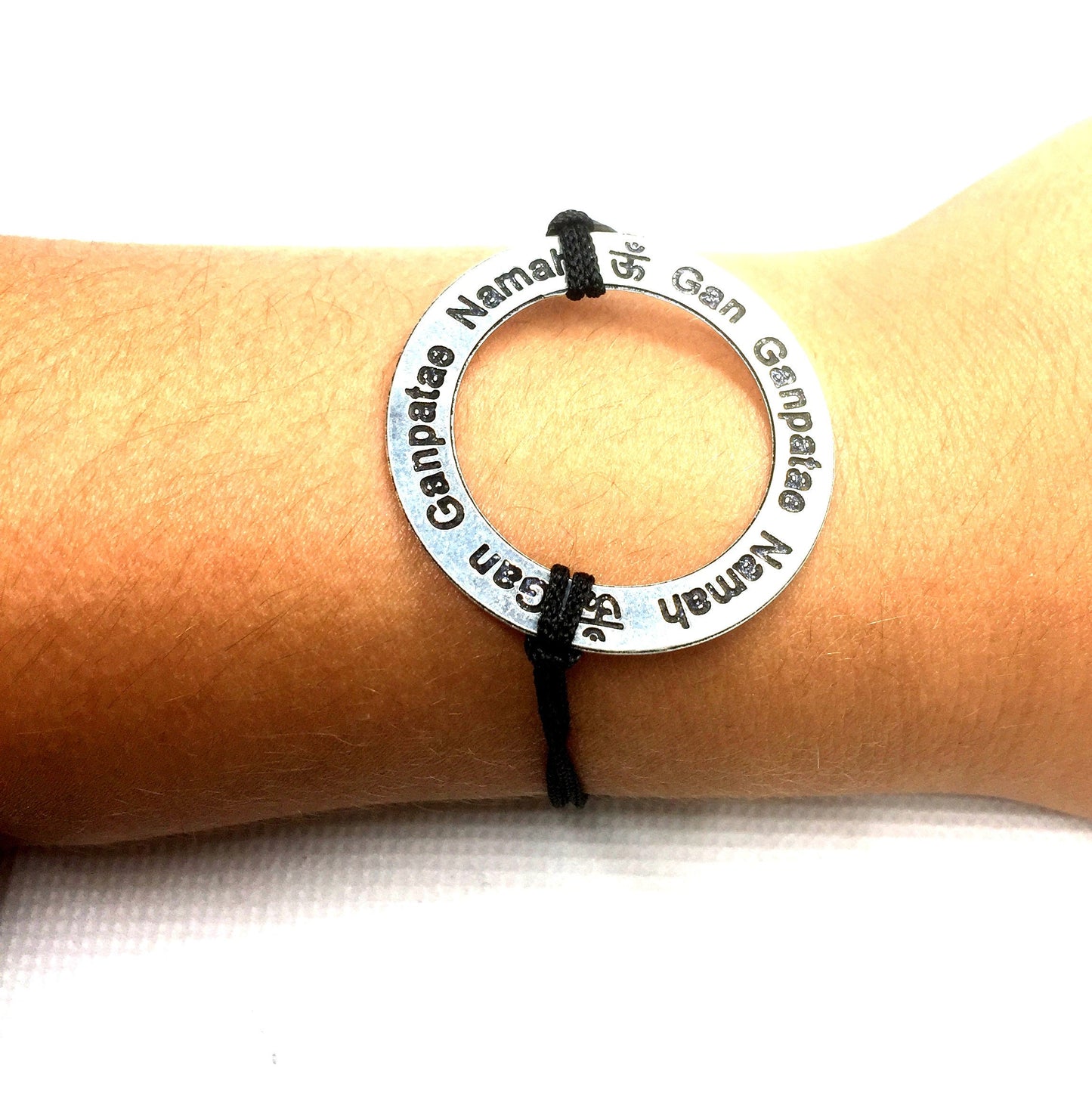 Ganesha Mantra Bracelet - Lord Ganesh Sanskrit Bracelet - Om Gan Ganpatae Namah - Corded Wrist band - yoga Soul Jewelry - Meditation Yantra