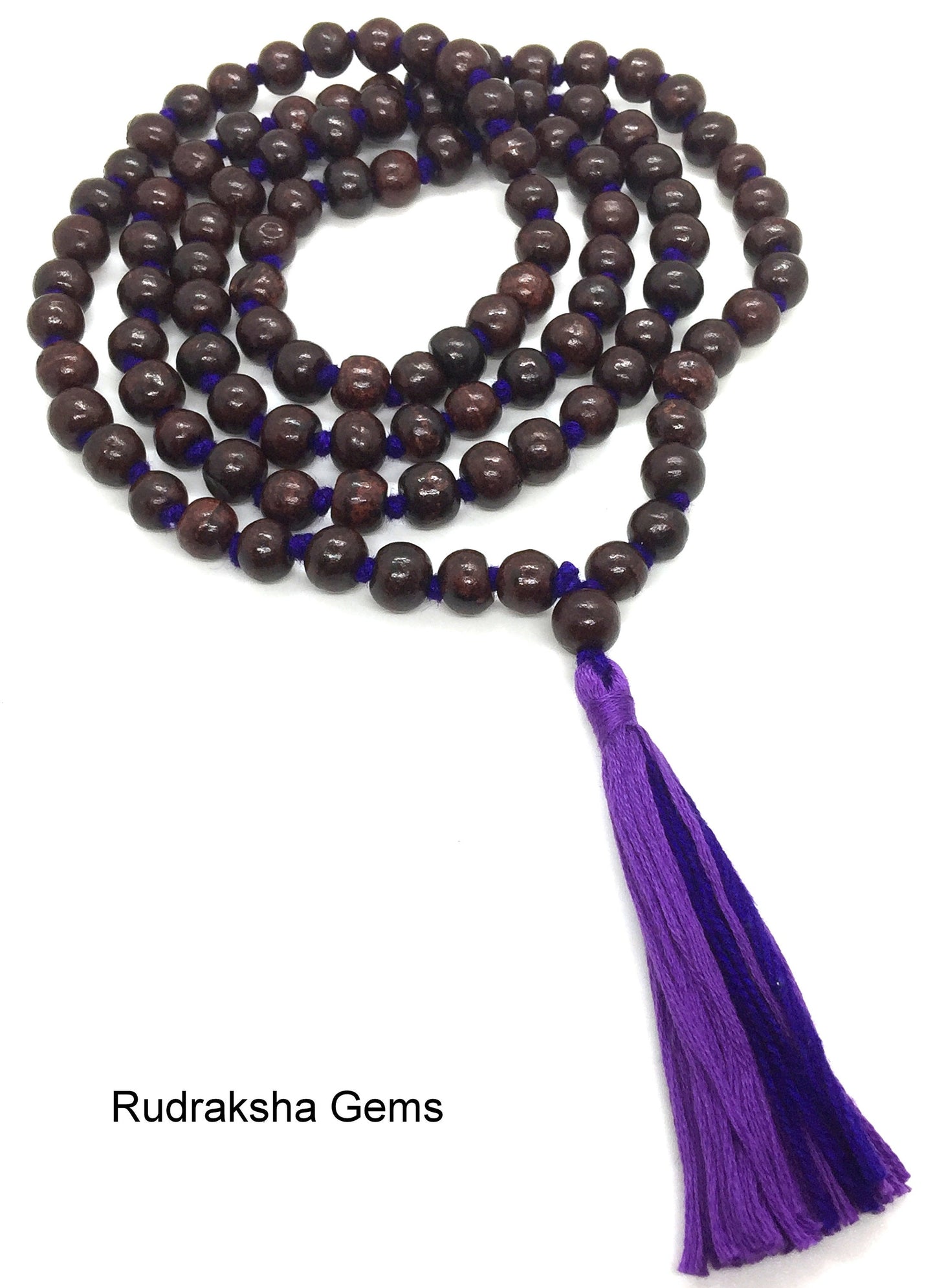 Red Rosewood Handmade Rosary Mala 108 Beads - Beautiful Tassel Mala - Colored Long Tassel & knots - 8mm Beads Hindu Yoga Mediation japa mala