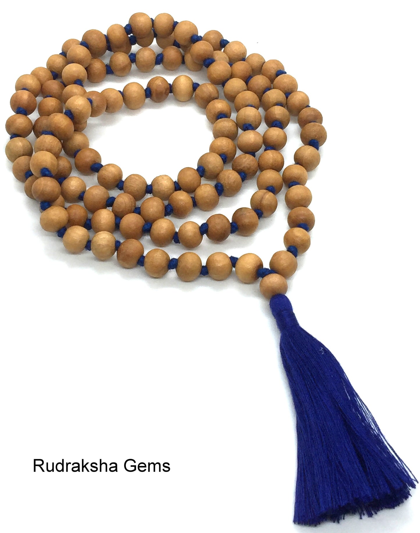 Natural Sandalwood Handmade Mala 108+1 Beads Hindu Prayer Beads Mala Yoga Mediation Chandan Mala Handmade With Long Tassel, Sandal wood mala