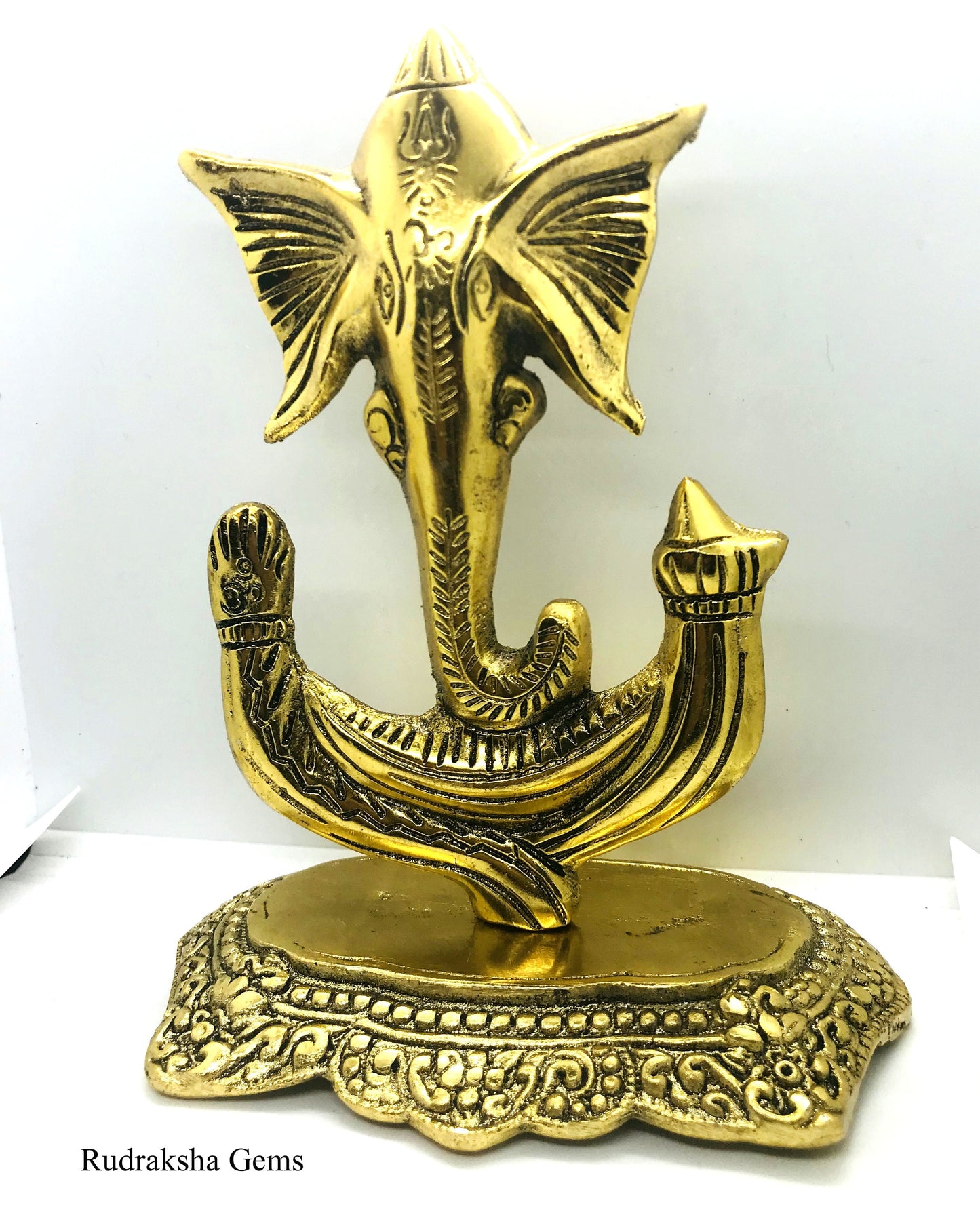 GANESHA Statue GANPATI Idol GANESH Om Lord Elephant Hindu God, Ganesha Trishul Trunk Antique White Metal Idol Statue Beautiful Gift Rare