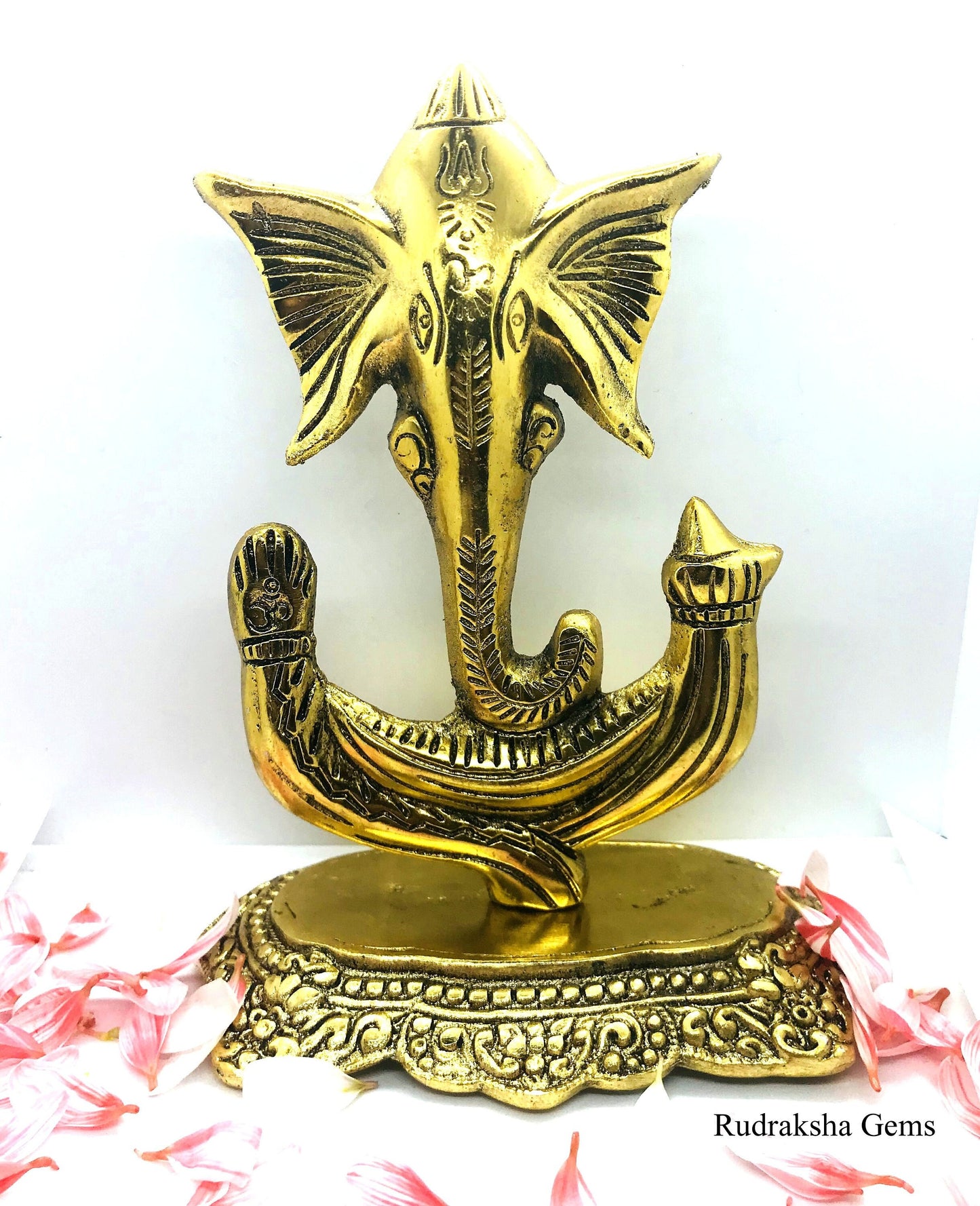 GANESHA Statue GANPATI Idol GANESH Om Lord Elephant Hindu God, Ganesha Trishul Trunk Antique White Metal Idol Statue Beautiful Gift Rare