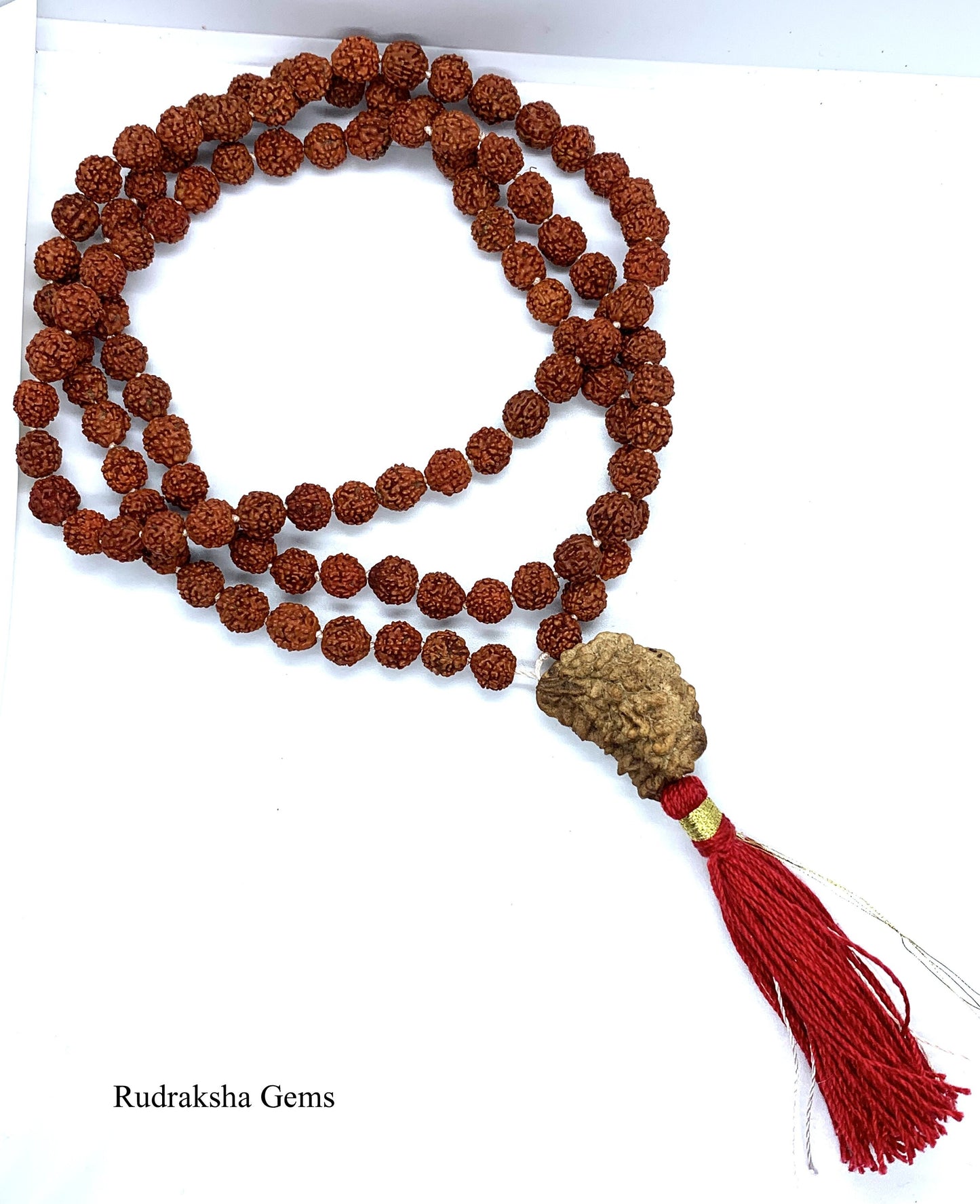 Rudraksha 1 Mukhi Guru Baad Mala, Rudraksh Japa Mala Rosary 108 +1 Bead Yoga Hindu PRAYER MEDITATION Raiki genuine 5 Mukhi Faces Energised
