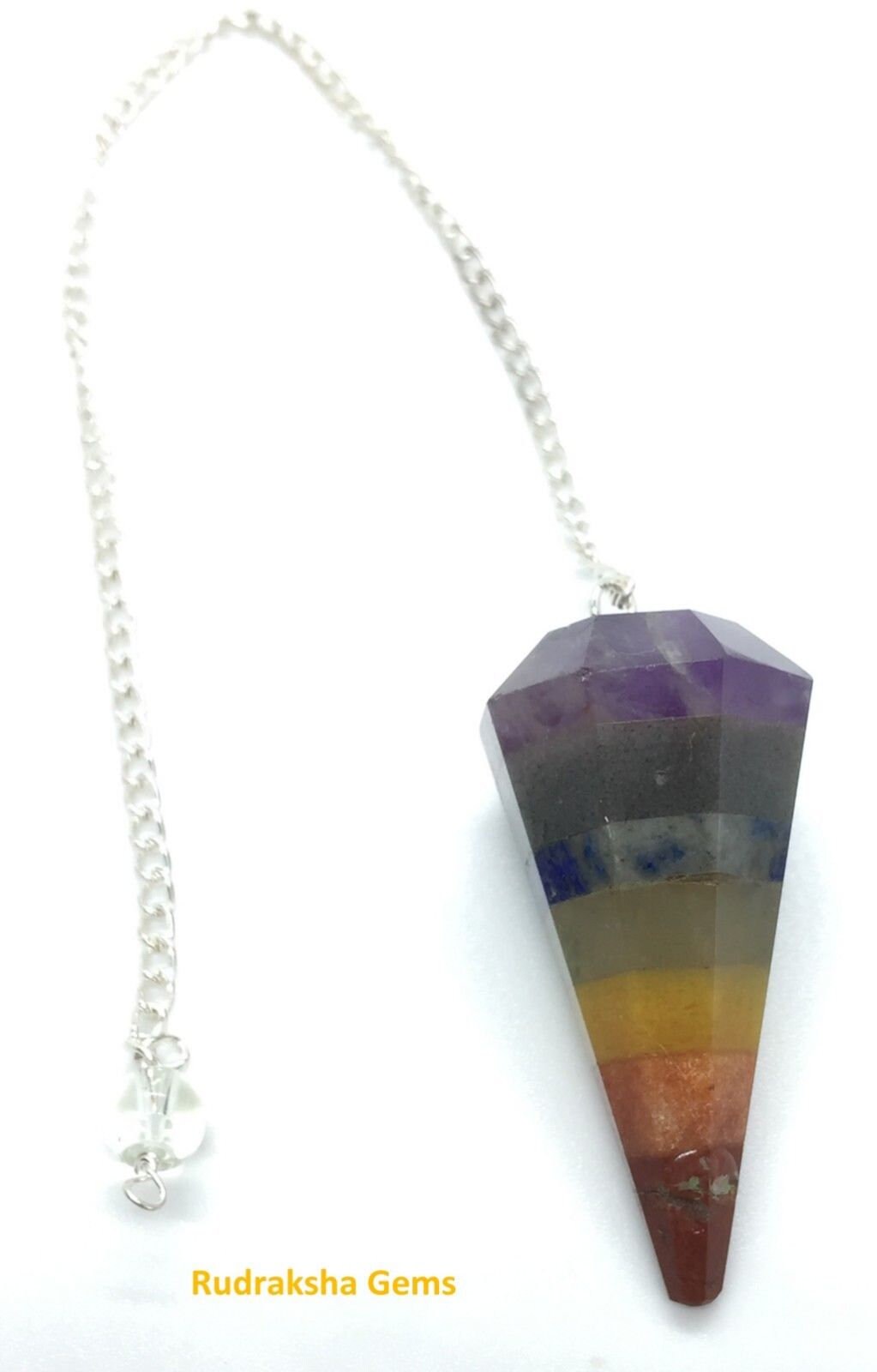 7 Chakra Bonded Natural Gemstone Point Pendulum Dowsing Crystal Dowser Scrying Reiki Chakra Healing, Healing pendulum, Natural crystals