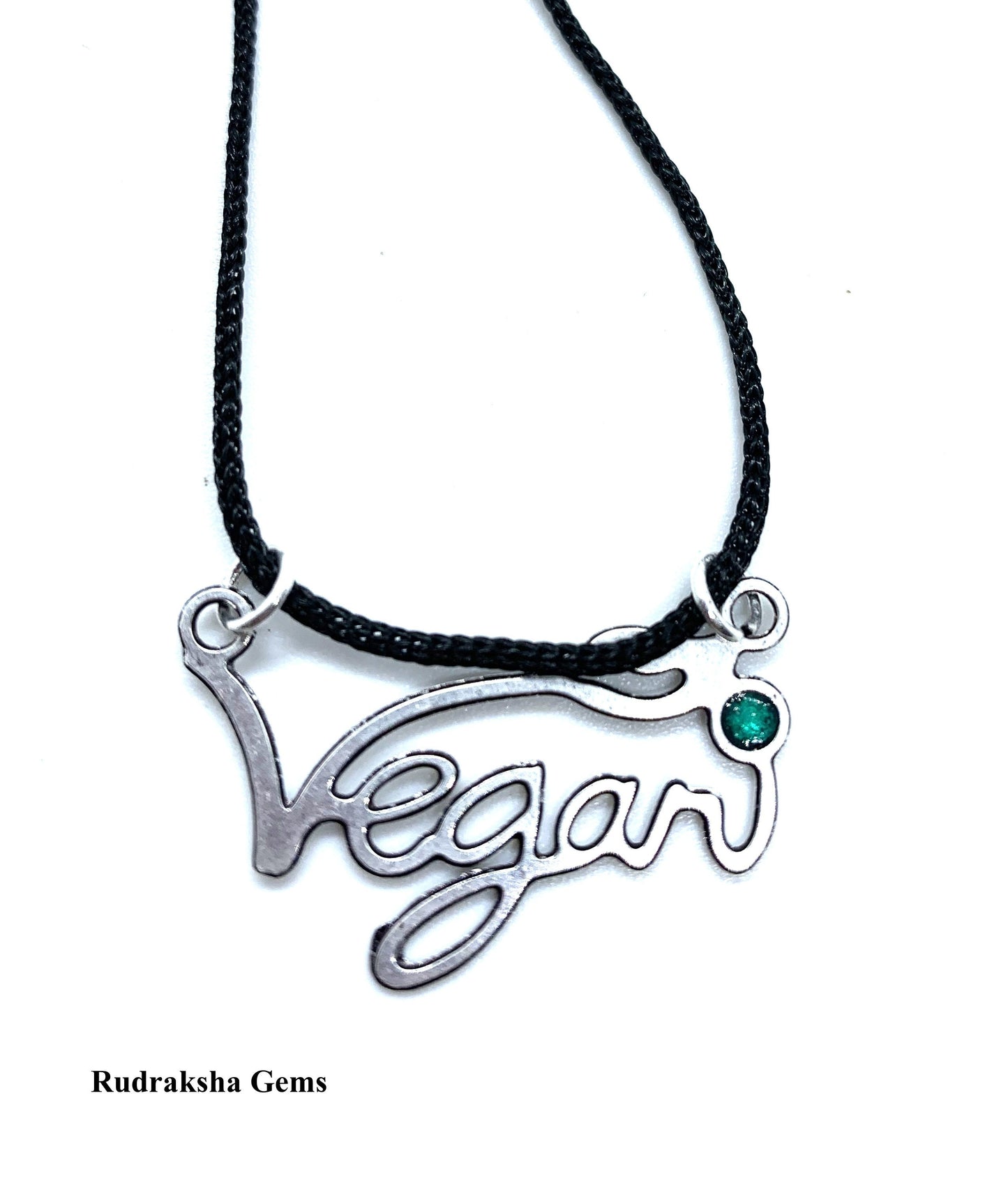 V for vegan necklace - vegan jewellery - subtle vegan message - uk vegan - with leaf- Brass pendant, Golden Silver tone Vegan Necklace