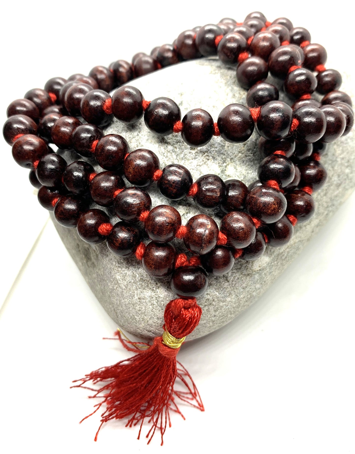 Rosewood Knotted Mala 108+1 Beads - Handmade knotted rosewood Mala necklace- yoga meditation prayer beads - 10MM Rosewood Mala Knotted Mala