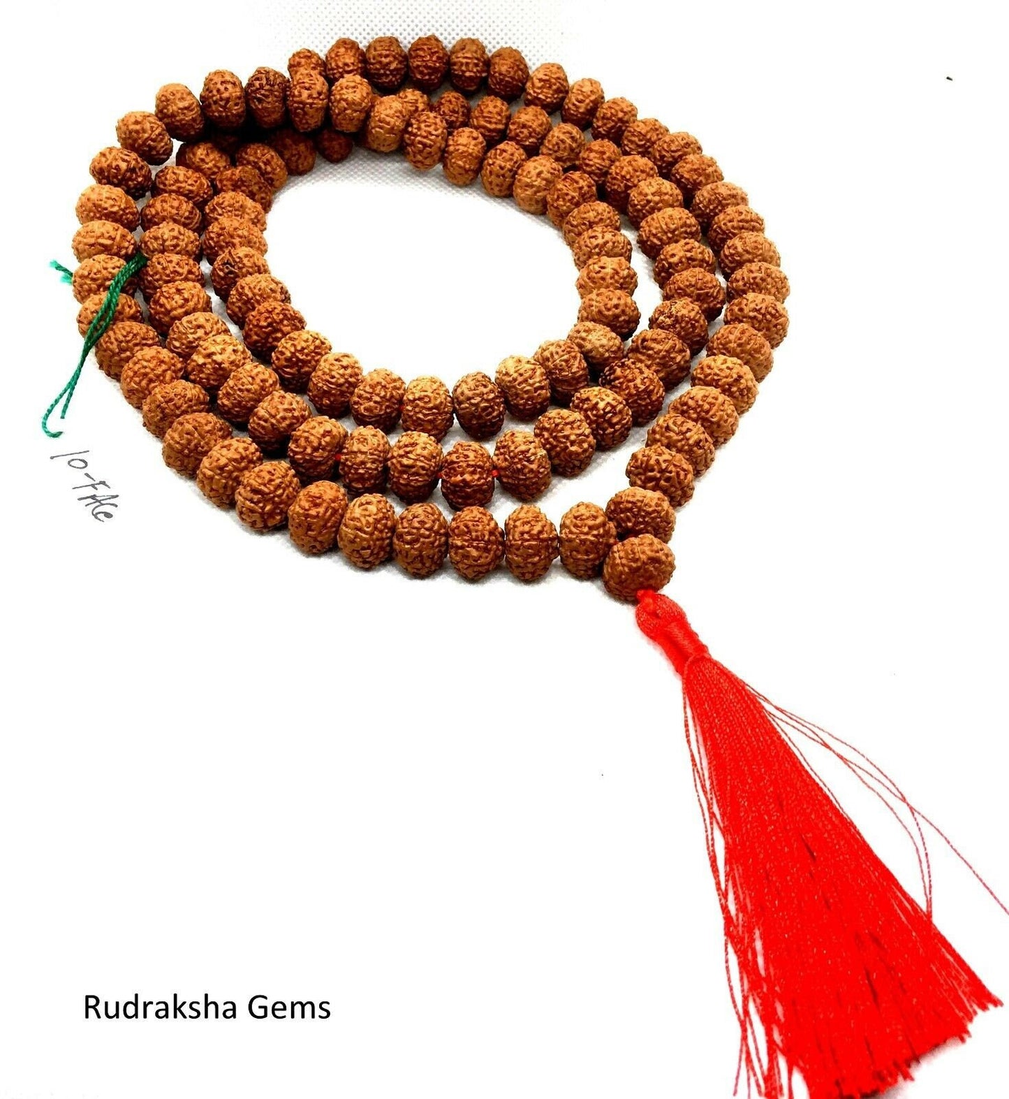 10 Mukhi Rudraksha Mala, 108+1 Genuine Ten facet Rudraksha beads, Long Tassel Mala, Beautiful Mala, Natural beads Japa Mala Yoga OM beads