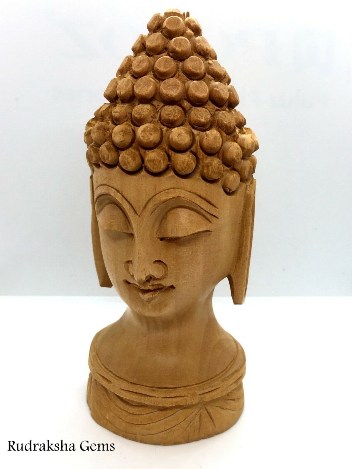 Buddha Head Statue 5 inch Wooden Buddha Statuette, Meditation Buddha Statue, Buddhism Home Desk Decor, Zen Feng Shui Buddah Figurine Idol