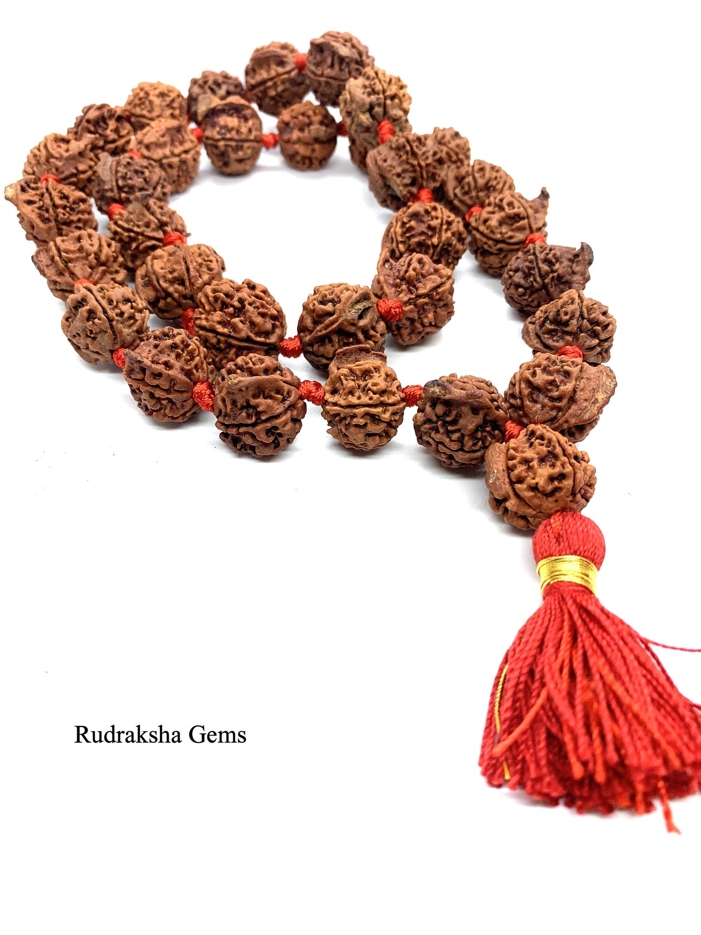Ganesha Rudraksha Mala Kantha - Beads with Trunk - Nepal Siddha Mala 32 +1 Rudraksh Beads - Ganesh Rudraksha Mala - Rudraksha Collector Mala