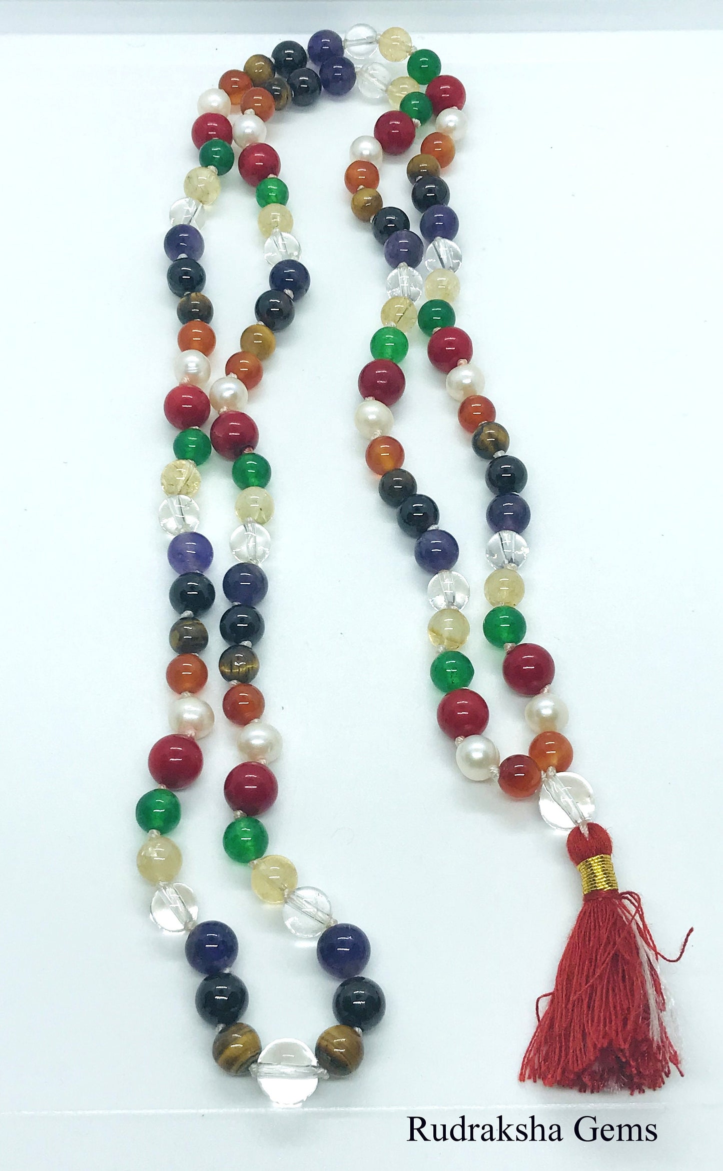 PLANETARY MALA / Hand Knotted 108 Navratan 9 Planets Handmade Chakra Mala Beads Necklace -Blessed Yoga Japa Meditation 7 mm Prayer Beads