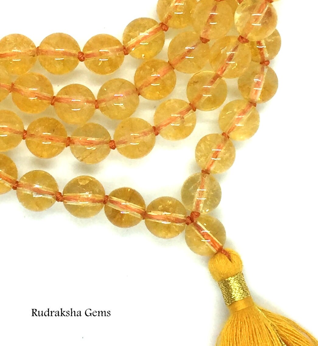 Natural Citrine 8mm Beads, 108 Prayer Beads, Solar Plexus Chakra, Citrine Beads 108 Buddhist Prayer Beads, Citrine Bracelet, 108 Beads Mala