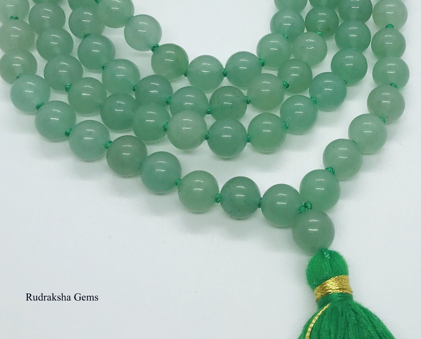 Aventurine Mala Beads, 108 + 1 Mala Bead Necklace/ Mala Necklace/beaded necklace/tassel necklace/ Yoga Japa Heart Chakra Meditation Rosary