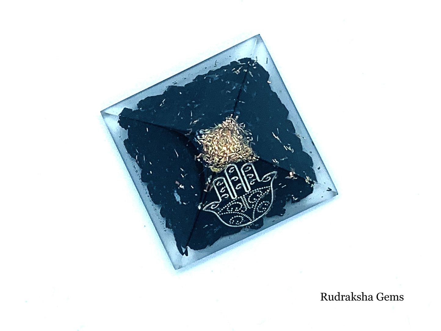 Reiki Charged Black Tourmaline Orgone Pyramid Hamza Protection Energy Generator, Orgone pyramid, EMF protection, orgone energy purifier Gift