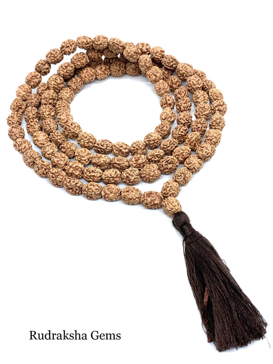 3 Mukhi Rudraksha Mala, 108+1 Genuine Rudraksha beads, Long Tassel Mala, Beautiful Mala, Natural beads, Rudraksh Mala, Japa Prayer beads