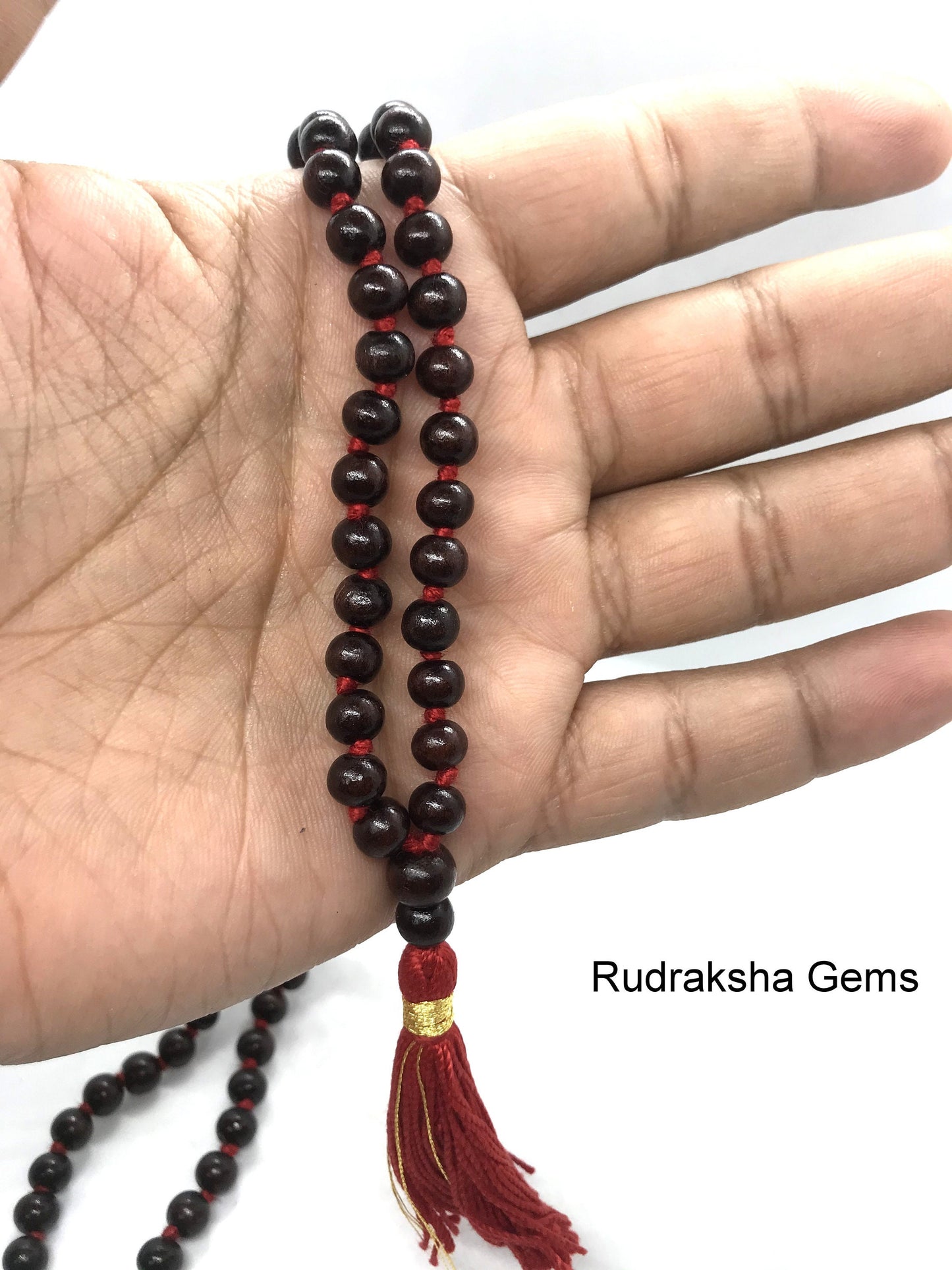 Red sandalwood 100 + 1 Beads 6mm japa Mala Dark Red chandan japa mala hindu meditation yoga jap mala, One Hundred beads mala Rosary