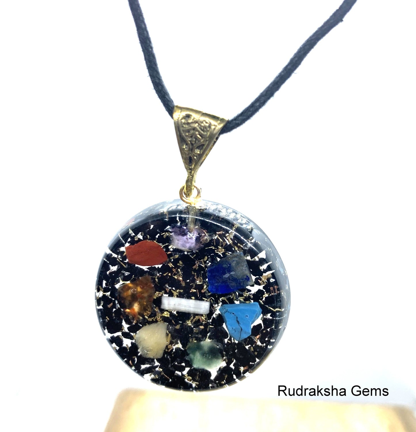 Black Tourmaline Reiki Energy Charged Orgone 7 Chakra Pendant, Orgone pyramid, EMF protection, orgone energy purifier, Orgone Necklace