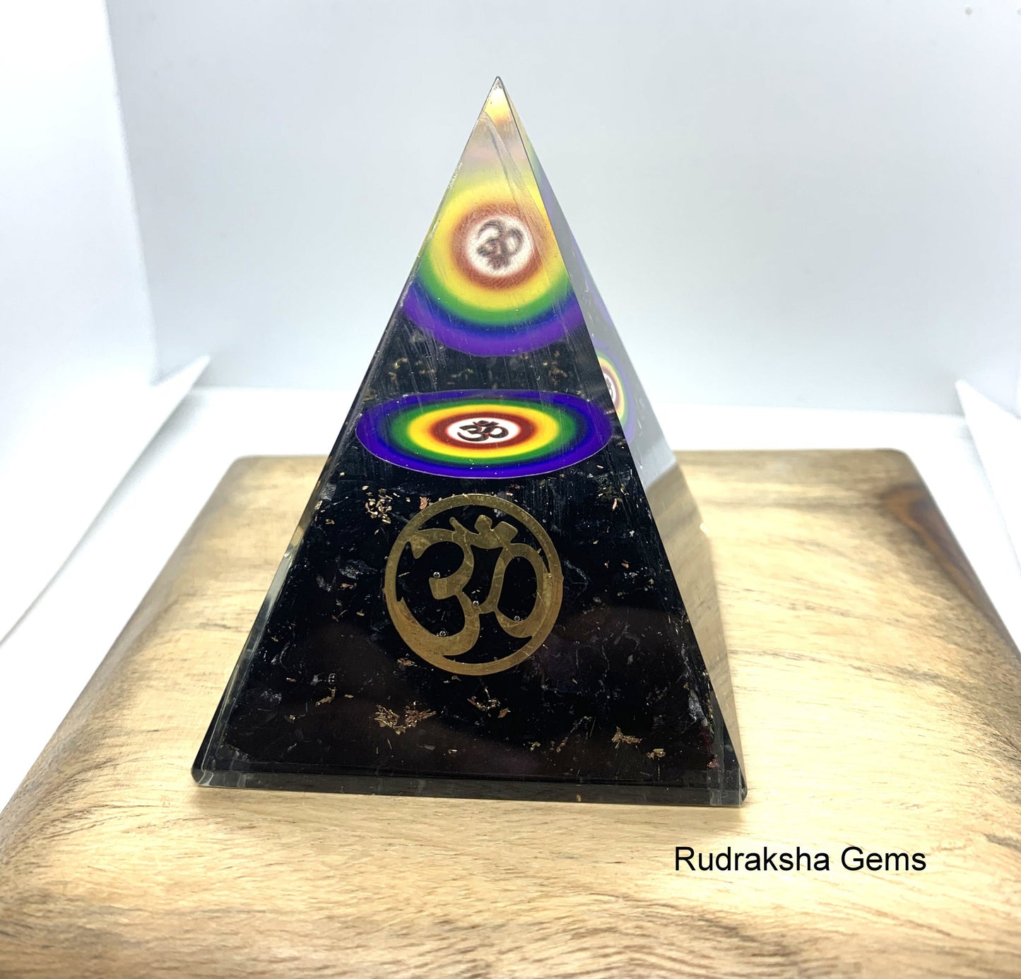 Black Tourmaline Orgone Pyramid - OM Coil Pyramid, Stone Of Protection- Copper Quartz Radiation EMF Protection, Reiki Orgone Pyramid Chakra