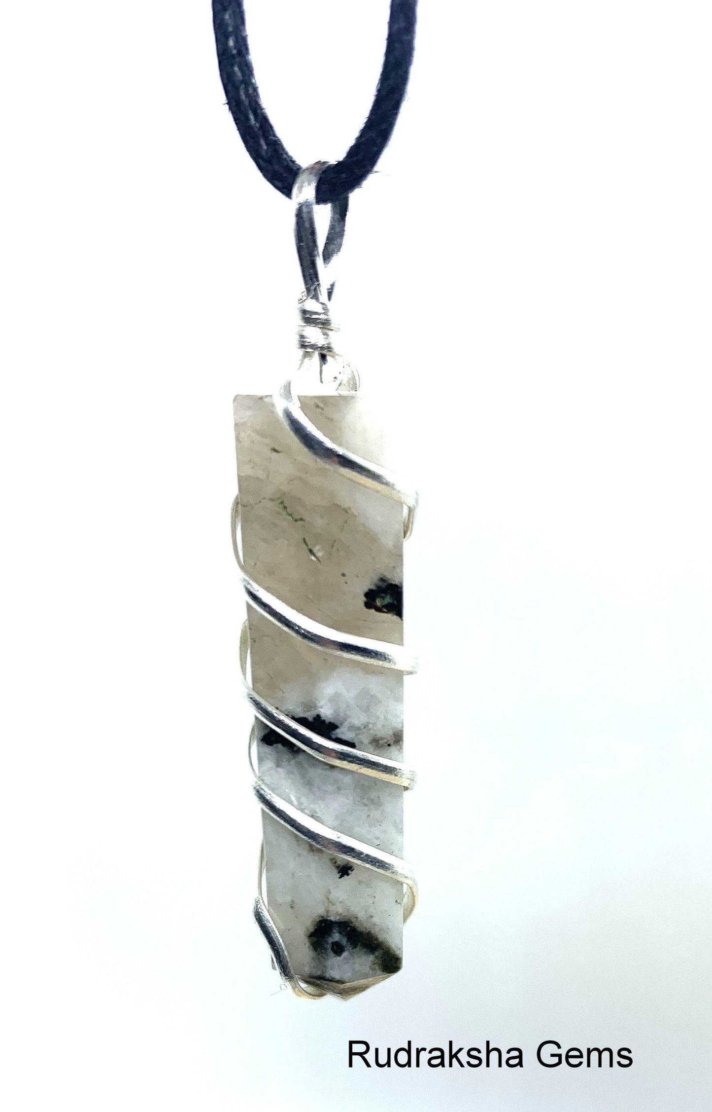 White moonstone Point crystal Pendant, Crystal Healing Necklace, Crystal Healing, Reiki Charged Crystal, copper wrapped pendant jewelry