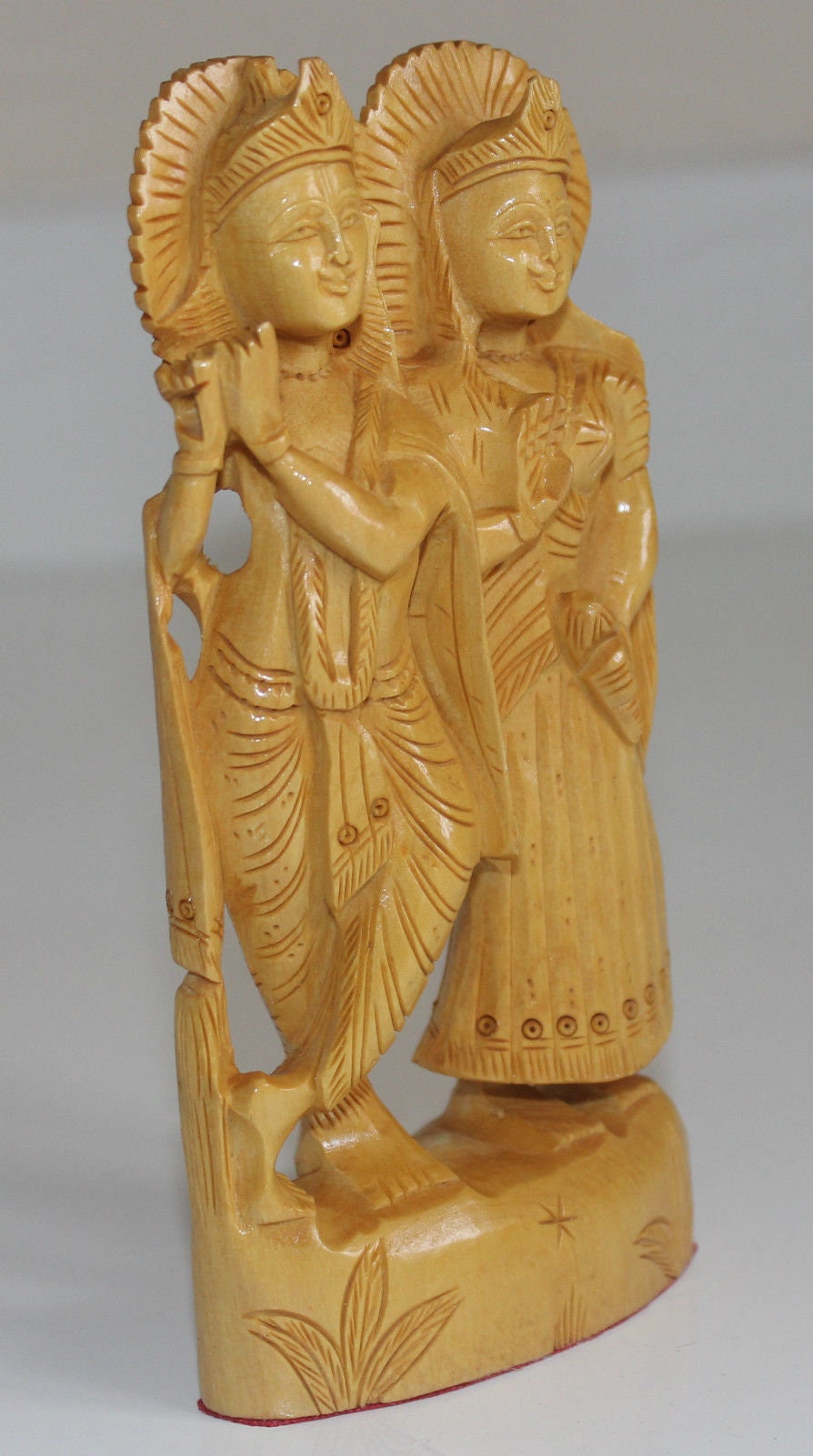 Radha Krishna Statue 8" wood hand carved statue, Hindu deity god, meditation yoga gift home decor, Hand Carved krishna figurine sculpture