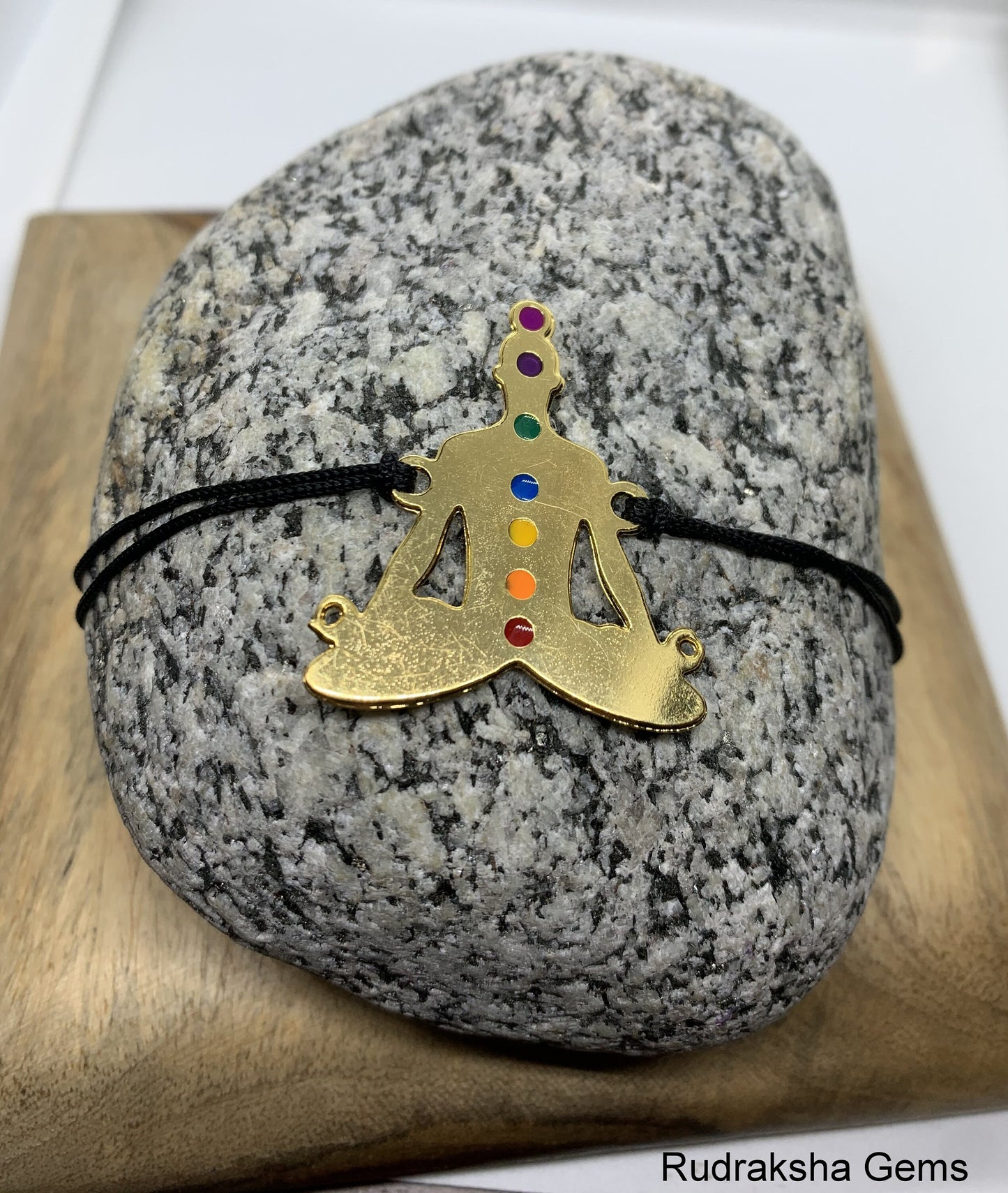 Yogi Bracelet, Yoga bracelet, 7 Chakra point bracelet, Yoga Jewelry, Adjustable bracelet, Brass Charm bracelet, Lotus Pose, Padma Aasana