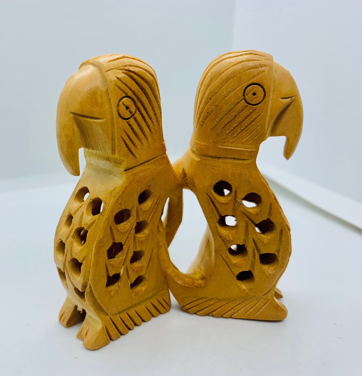 Wooden Hand Carved Twin parrots, Set Of Two Wooden parrots, Friends are forever Love friendship gift sisters twins, Friendship Relationship