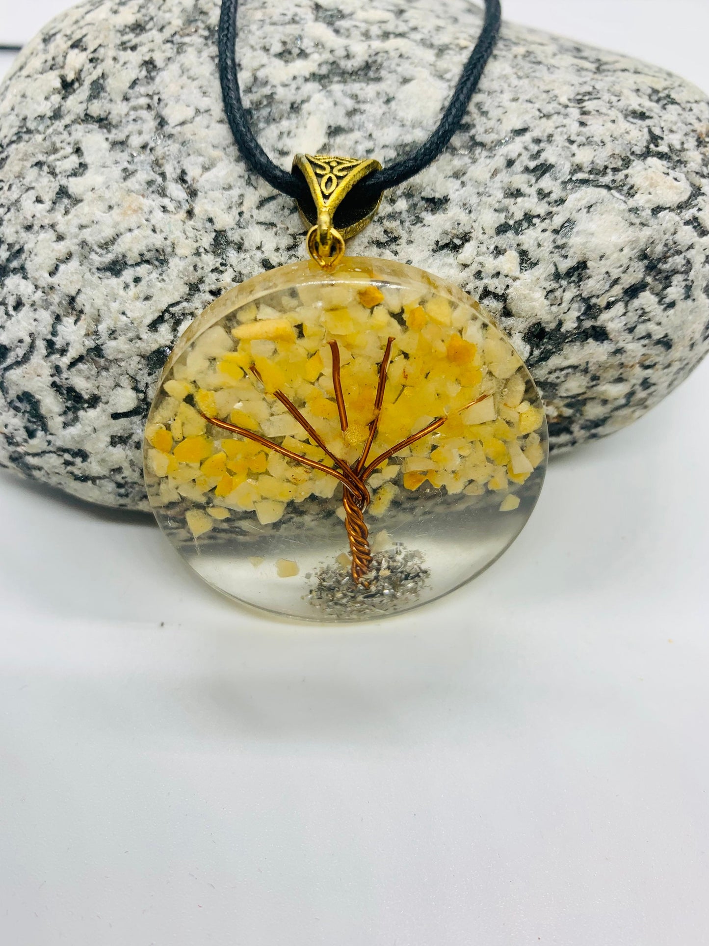 Yellow aventurine reiki Energy Charged Orgone Pendant, copper TREE of LIFE pendant, EMF protection, orgone energy purifier, 5G protection