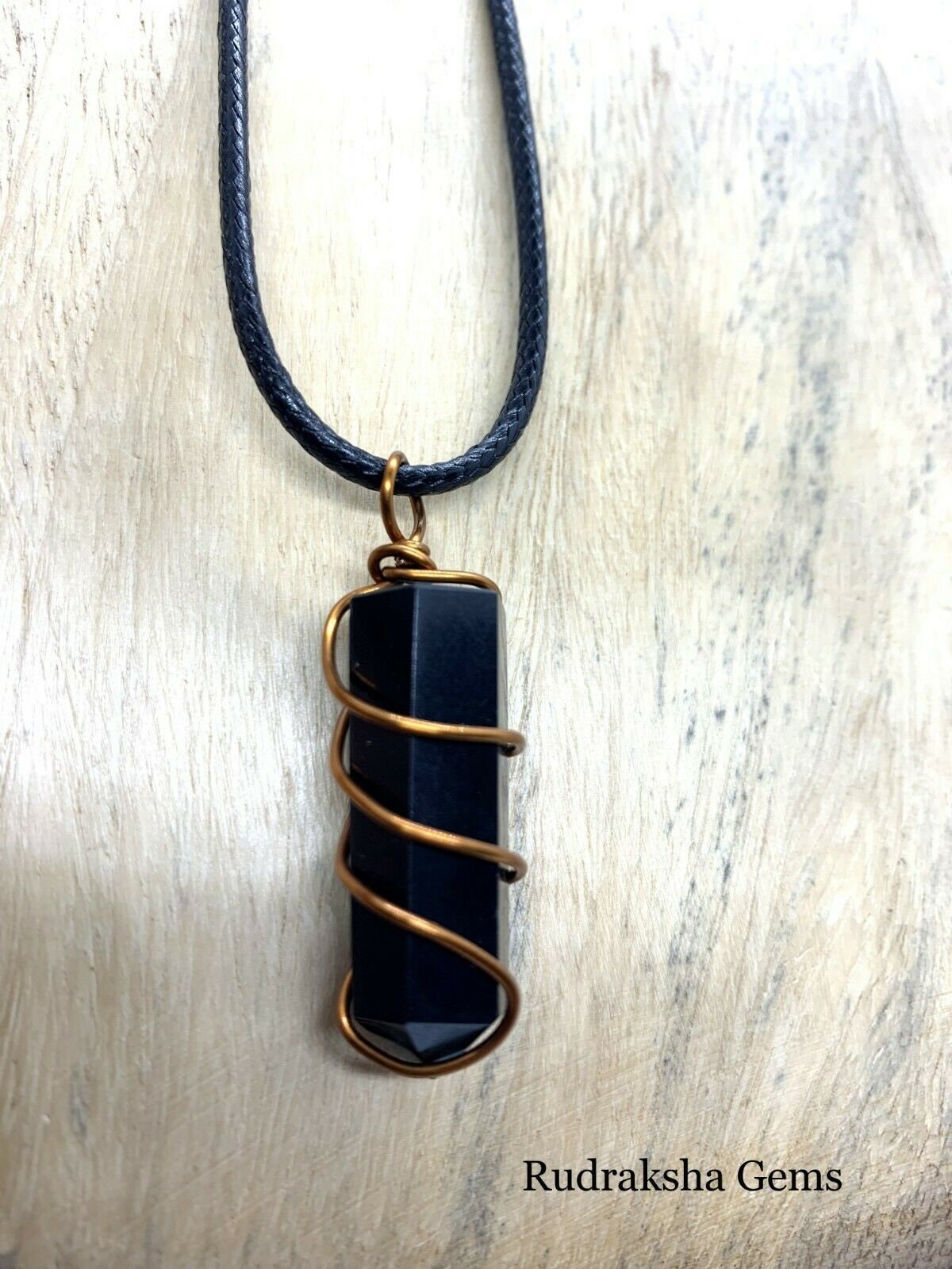 Black Onyx Copper wire wrapped Pendant, Protection Necklace, Crystal Healing Pendant, Black Crystal Jewellery, Black Onyx Crystal Pendant