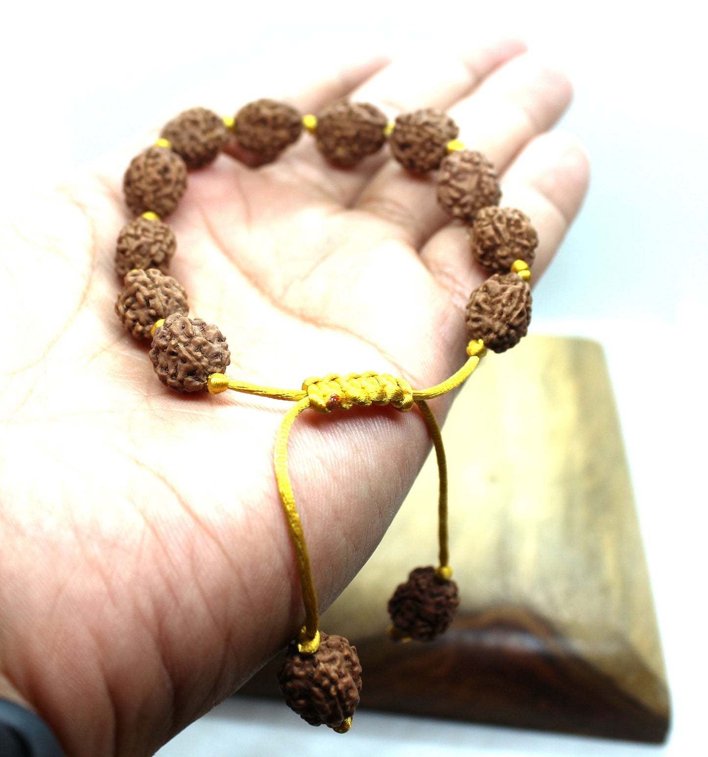 3 mukhi Rudraksha Bracelet, Three Mukhi Bracelet, Yoga Gifts, Handmade Armlet Stretch cord Bracelet, 3 Face Indonesian Rudraksha Bracelet