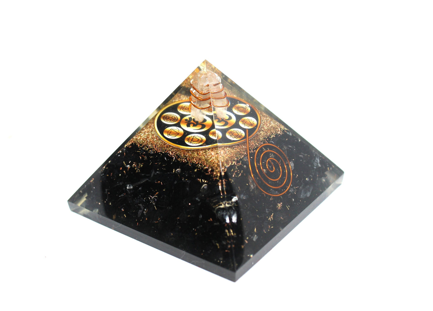 Reiki Charged Black Tourmaline Orgone LARGE Pyramid Chakra Symbols Energy Generator, Orgone pyramid, EMF protection, energy purifier Gift