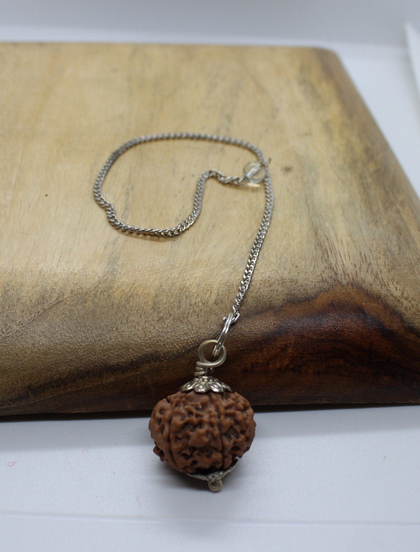 5 Mukhi Rudraksha Pendant Pendulum Nepalese collector Rudraksh with silver caps, Rudraksha Dowsing Reiki Pendulum, Positive Energy