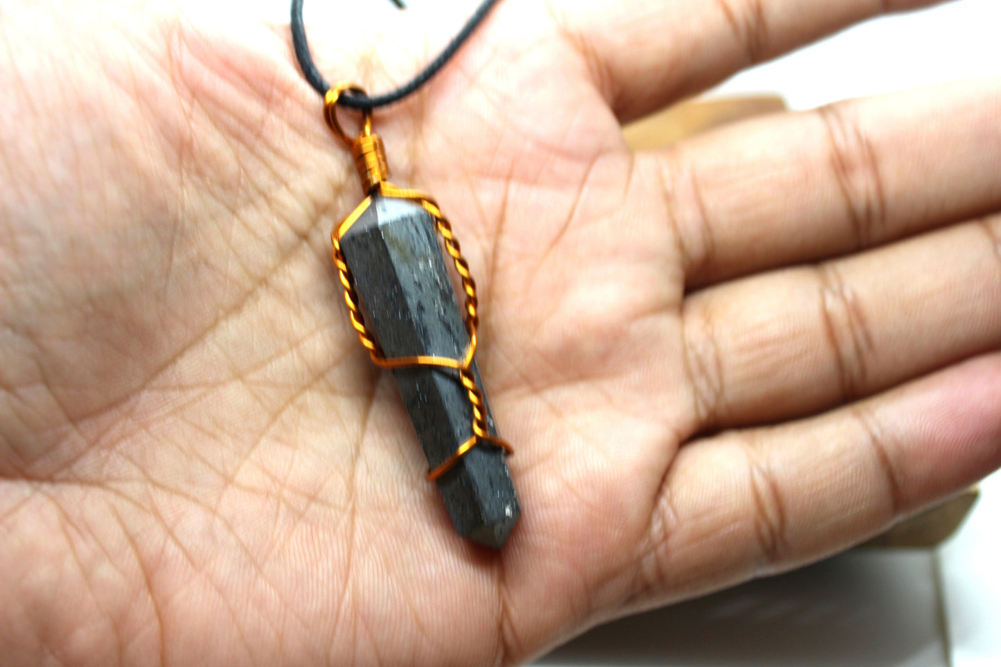 Hematite Gemstone Pendant, Crystal Healing Necklace, Crystal Healing, Reiki Charged Crystal pendant, Hematite copper wrapped pendant jewelry