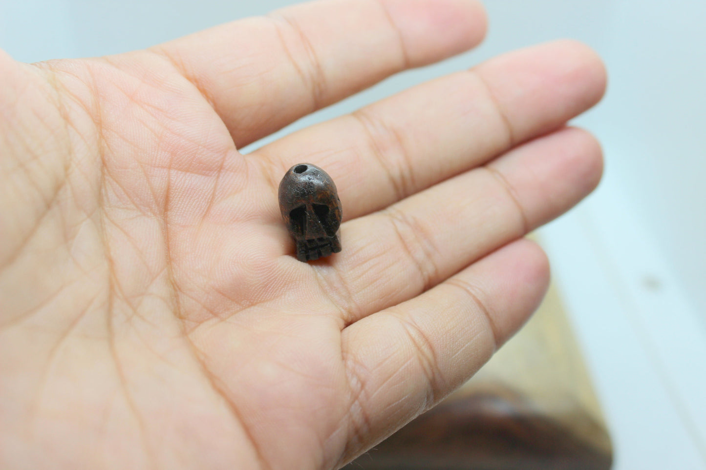 2 x Wooden SKULL Guru Beads, Mala Making, for Japa Mala, Bracelet, Yoga Jewelry Making Supplies, Bohemian, Hand Carved, Boho Zen Style DIY