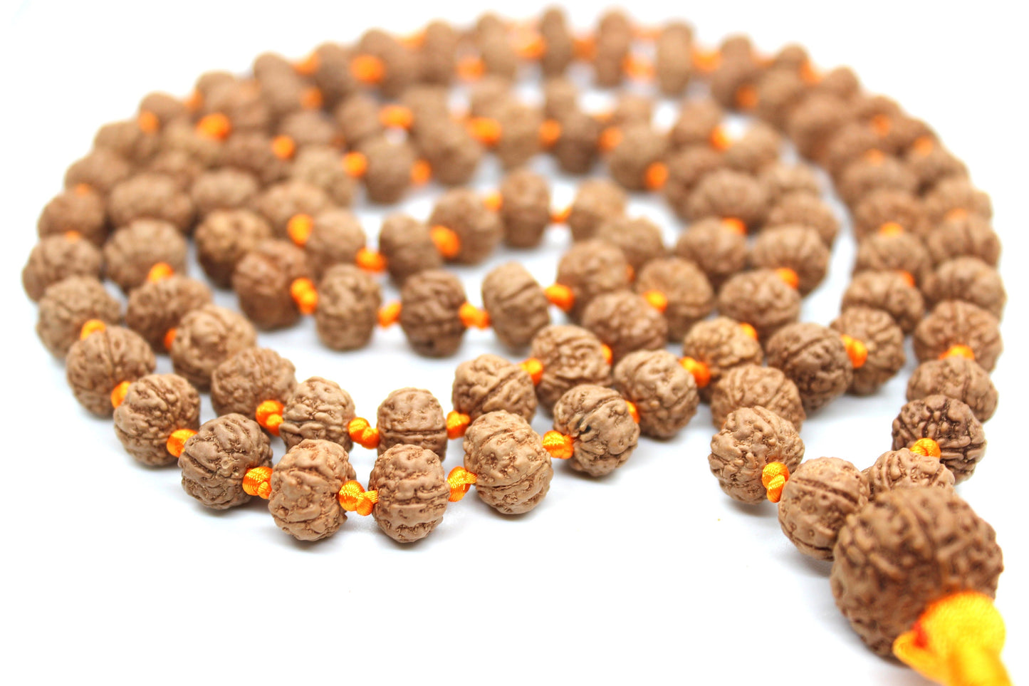 Rudraksha Mala 108 Beads 5 mukhi Japa Rosary with 8 Mukhi Rudraksh EIGHT MUKHI GURU bead Hand made premium Tassel mala - Yoga Meditation