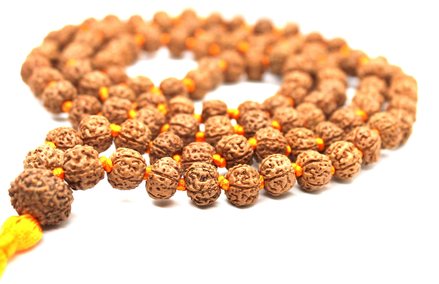 Rudraksha Mala 108 Beads 5 mukhi Japa Rosary with 10 Mukhi Rudraksh TEN MUKHI GURU bead Hand made premium Tassel mala - Yoga Meditation
