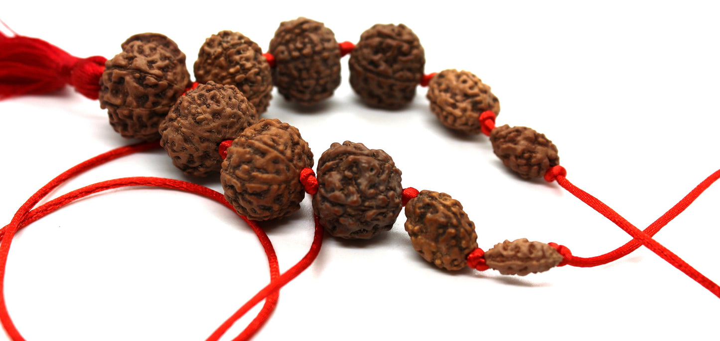 Rudraksh Rudraksha 1 2 3 4 5 6 7 8 9 10 Mukhi Beads GANESHA Mala Necklace - Rudraksha Neecklace Mala - Genuine Rudraksha mala in Red cord