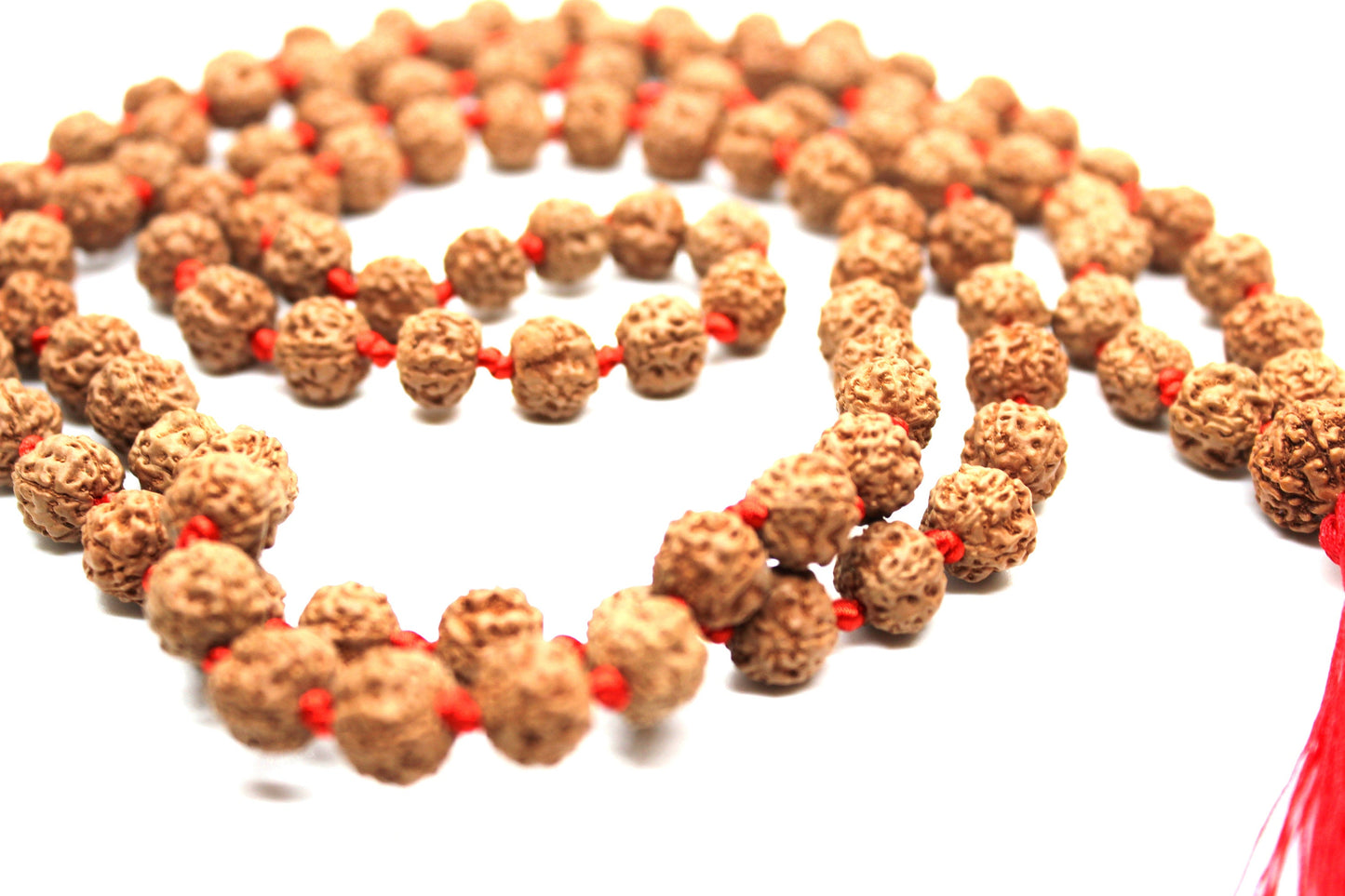 Rudraksha Mala 108 Beads 5 mukhi Japa Rosary with 6 Mukhi Rudraksh SIX MUKHI GURU bead Hand made premium Tassel mala - Yoga Meditation