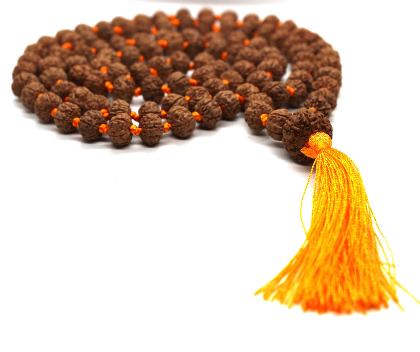 Rudraksha Mala 108 Beads 5 mukhi Japa Rosary with 8 Mukhi Rudraksh EIGHT MUKHI GURU bead Hand made premium Tassel mala - Yoga Meditation
