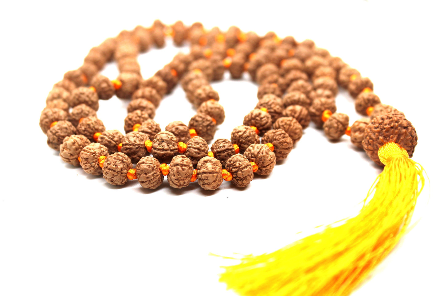Rudraksha Mala 108 Beads 5 mukhi Japa Rosary with 11 Mukhi Rudraksh ELEVEN MUKHI GURU bead Hand made premium Tassel mala - Yoga Meditation