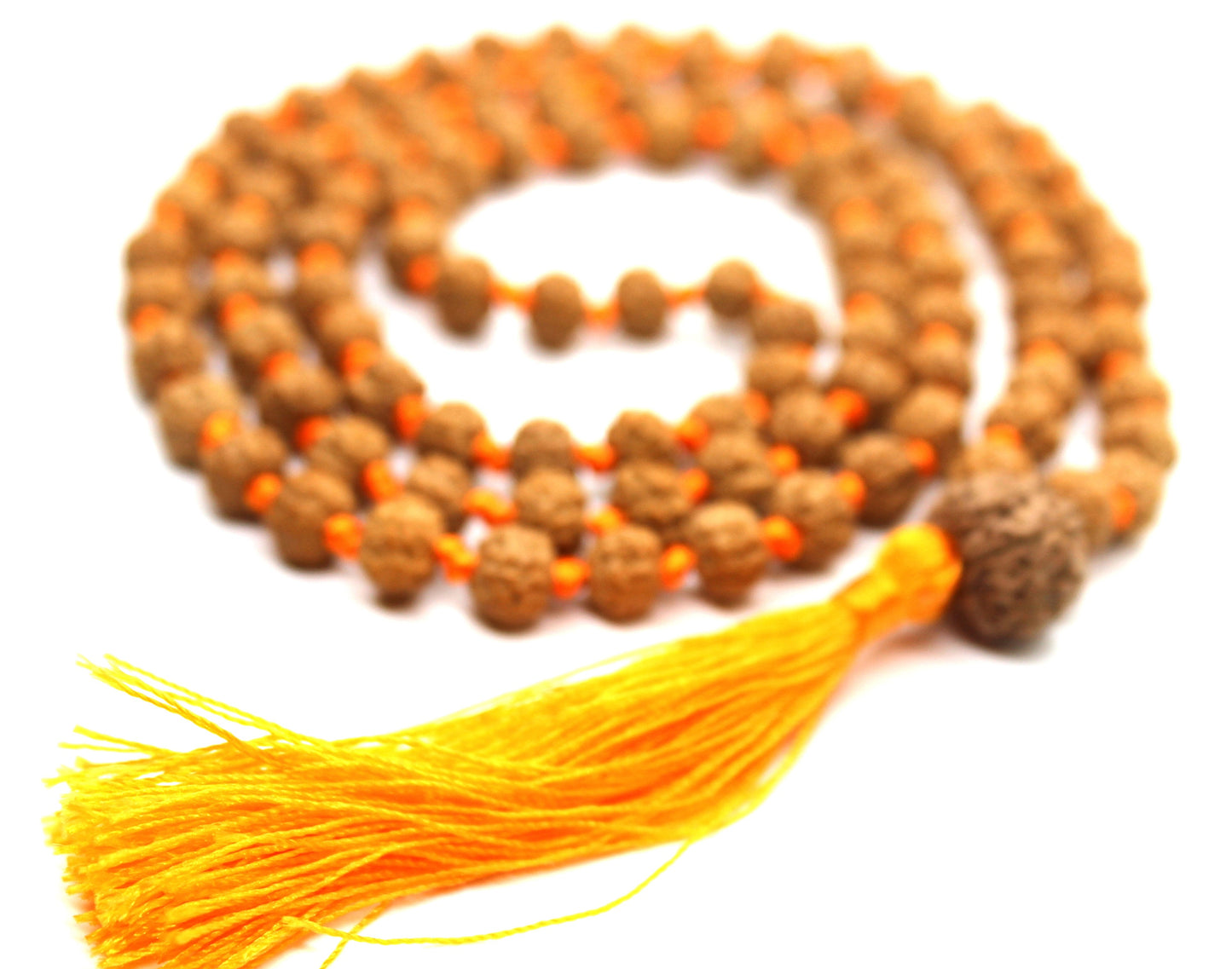 Rudraksha Mala 108 Beads 5 mukhi Japa Rosary with 12 Mukhi Rudraksh TWELVE MUKHI GURU bead Hand made premium Tassel mala - Yoga Meditation
