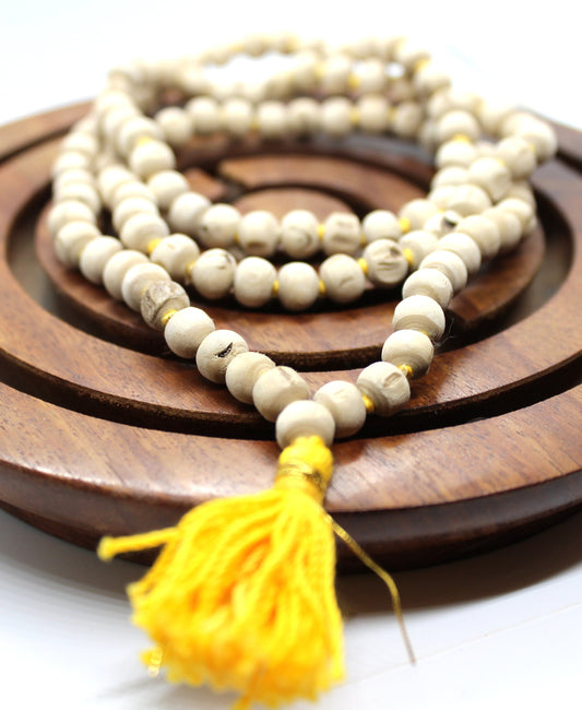 108 Tulsi Holy Basil Hand Knotted Mala Beads Necklace - Karma, Nirvana, Yoga Meditation, 6 mm Prayer Beads -Krishna Prayer Mala necklace