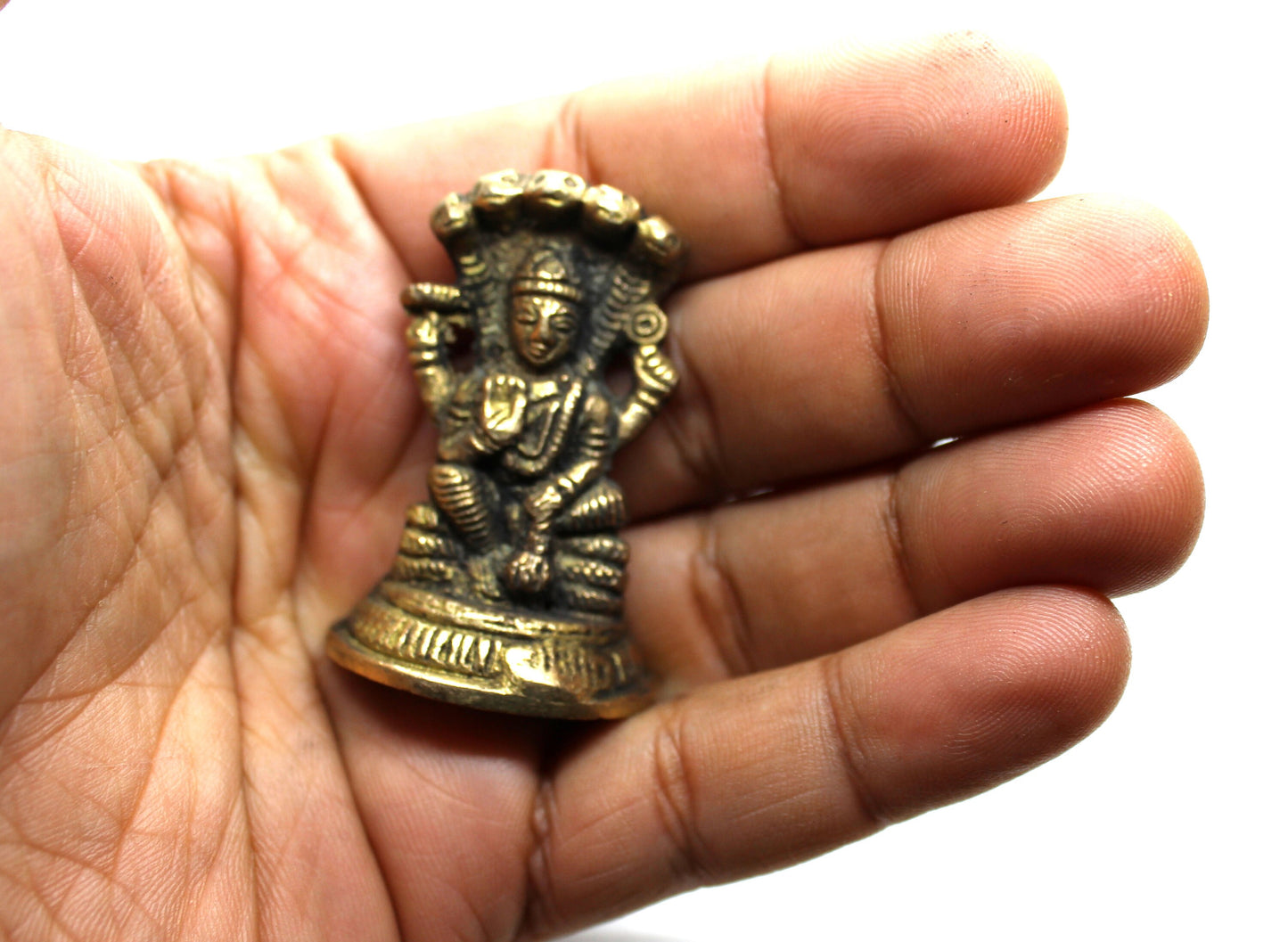 Lord Vishnu Idol Brass, 4.5 cm SMALL size Brass Lord Vishnu Narayan Statue, Hindu God Vishnu Bhagwan ki Murti, Lord Vishnu brass statuee