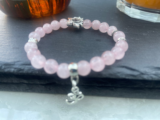 ROSE QUARTZ healing bracelet, Self Love bracelet, healing crystal bracelet, mala bracelet, gift for her, crystal healing, yoga bracelet