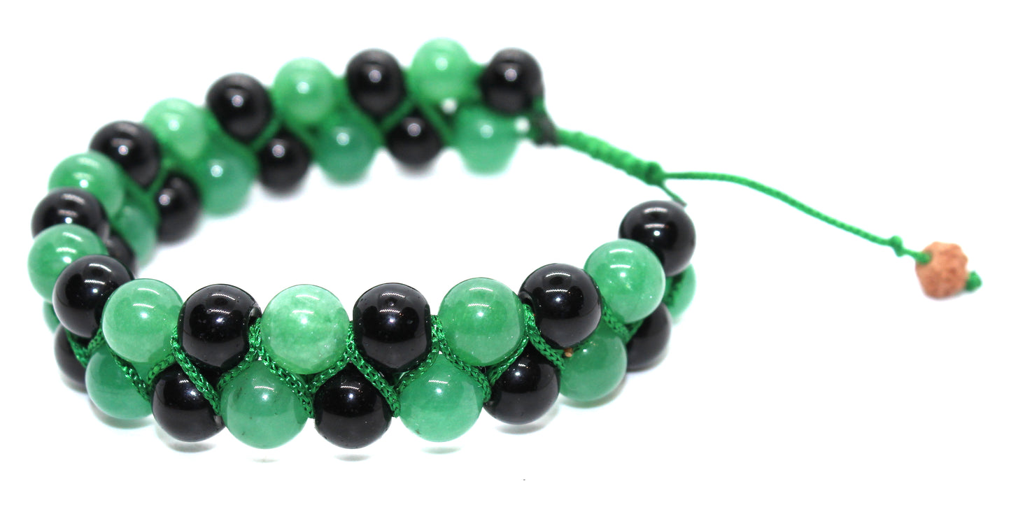 Natural Green Jade & Black Onyx Bracelet, Healing Crystal Bracelet, Gemstone Bracelet, Jade Handmade Bracelet, Crystal Jade Bracelet