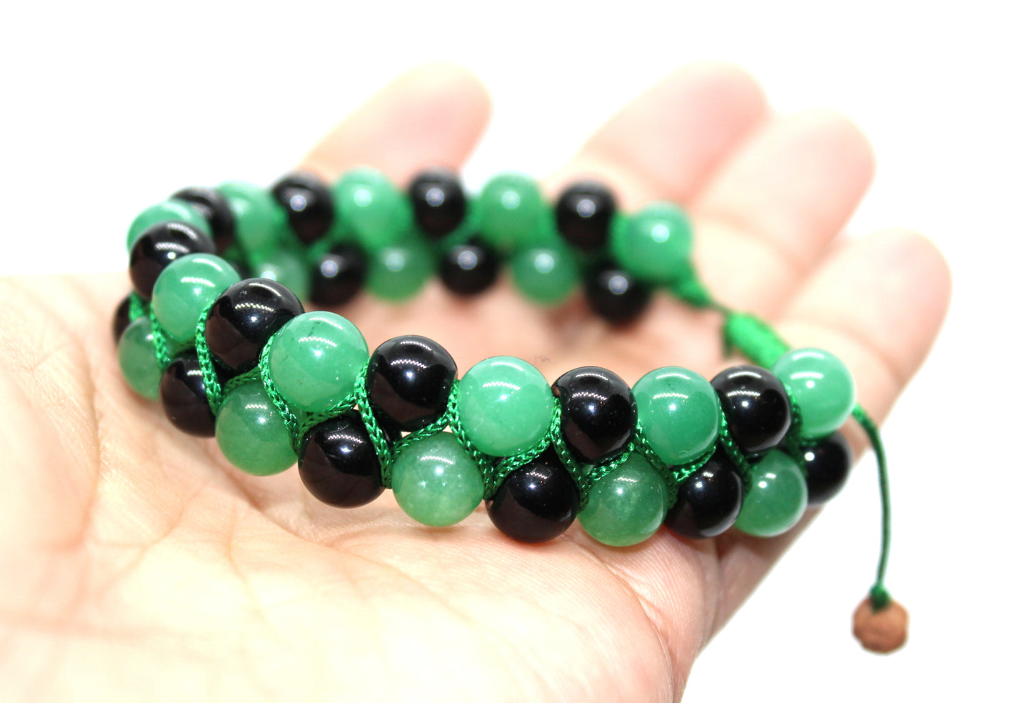 Natural Green Jade & Black Onyx Bracelet, Healing Crystal Bracelet, Gemstone Bracelet, Jade Handmade Bracelet, Crystal Jade Bracelet